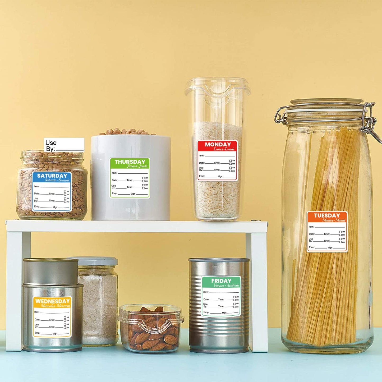 7 Day of The Week Food Labels Removable Monday-Sunday Day Stickers for Containers Home Kitchen Freezer Restaurant Monthly Planners Inventory Management Meal Prep Supplies