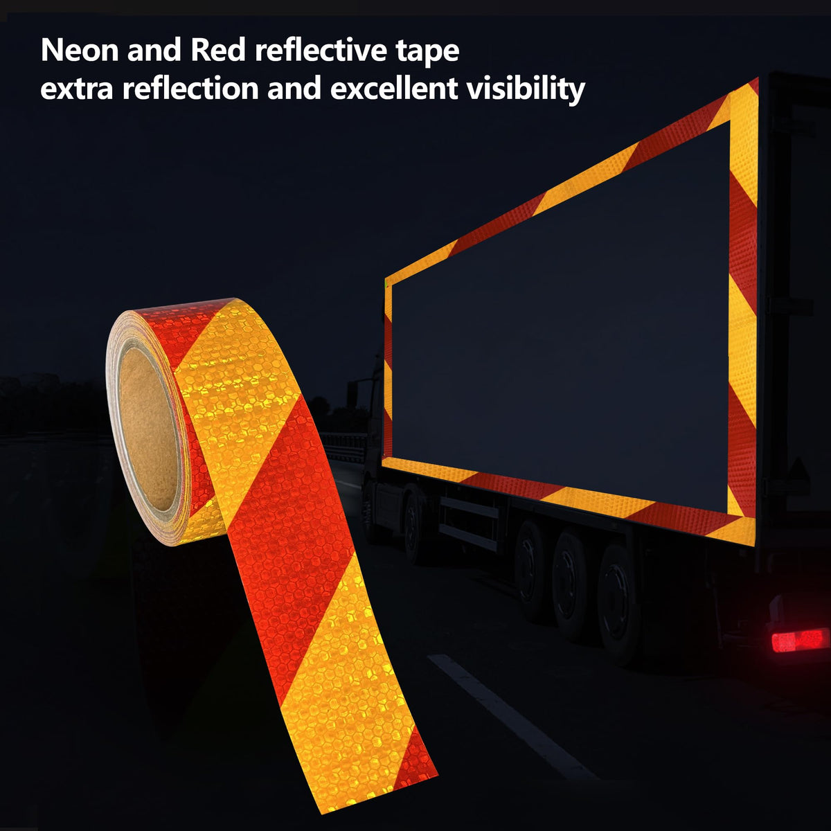 Arrow Reflective Tape Waterproof Caution Safety Tape Hazard Stickers Reflector Stripes for Warehouse, Floor,Wall Warning Signs (Yellowred Stripe, 2Inch x 33 Ft) Yellowred Stripe