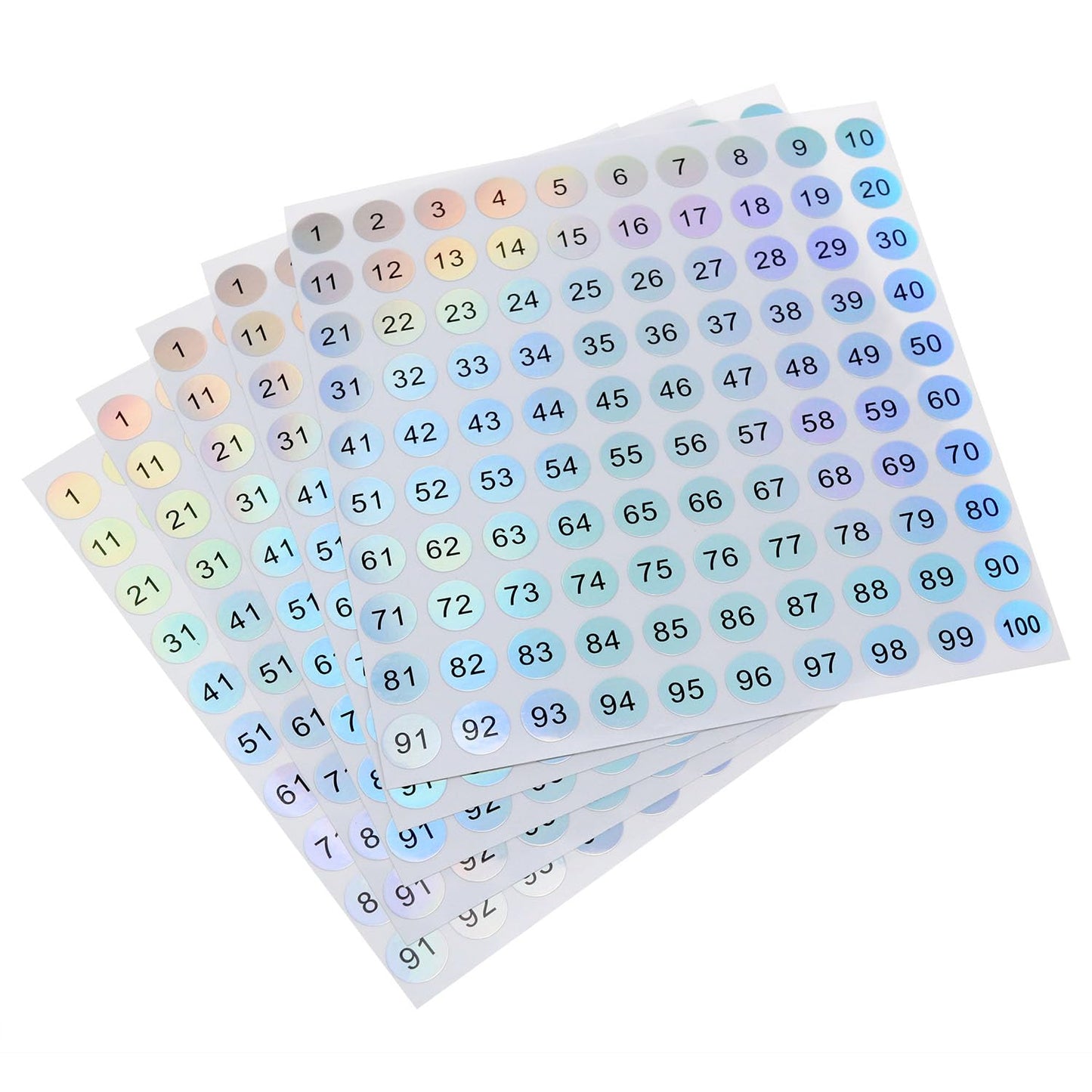 1-100 Serial Circular Laser Digital Sticker Number Stickers Self-Adhesive Label Sticker Diameter 10mm for Home School Office Decoration -10pcs