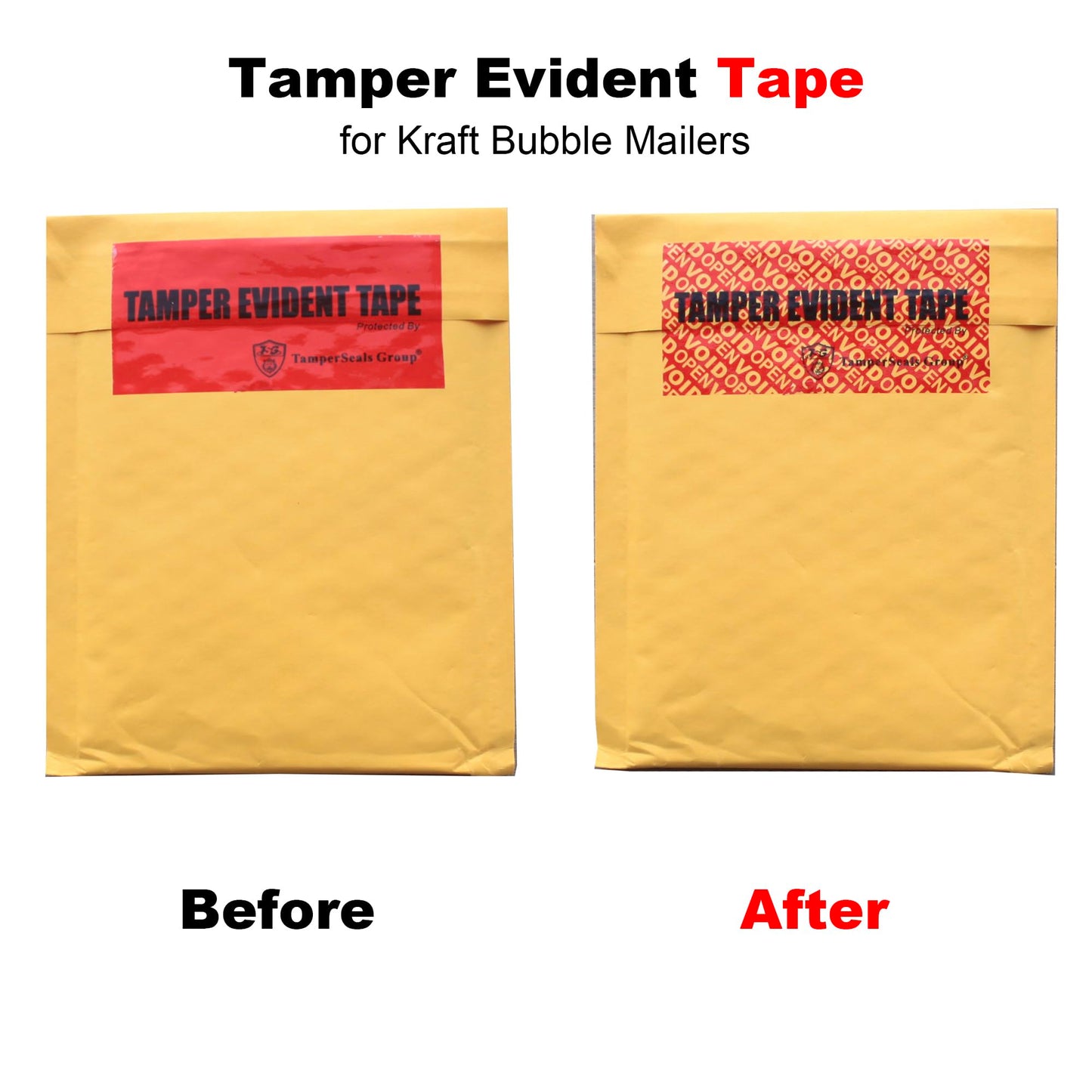 1 Roll 100% Total Transfer Tamper Evident Security Seal Tape (50mm x 50m x 2mil, Ultra-Thick “Void” Film, Red)