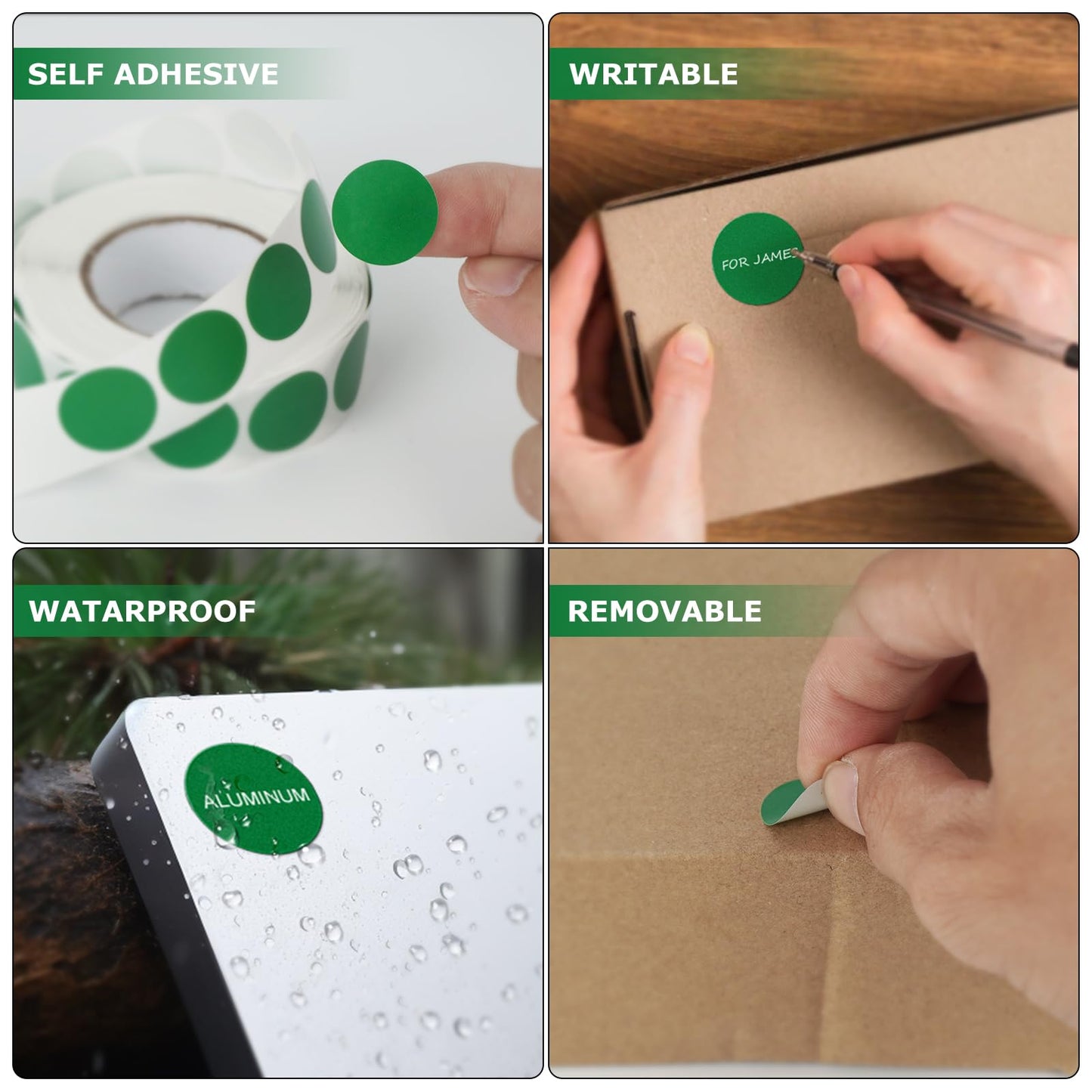 Round Stickers Green 3/4 Inch Circle Labels with Color Coding Dot Sticker Waterproof Removable Roll of 1000 PCS
