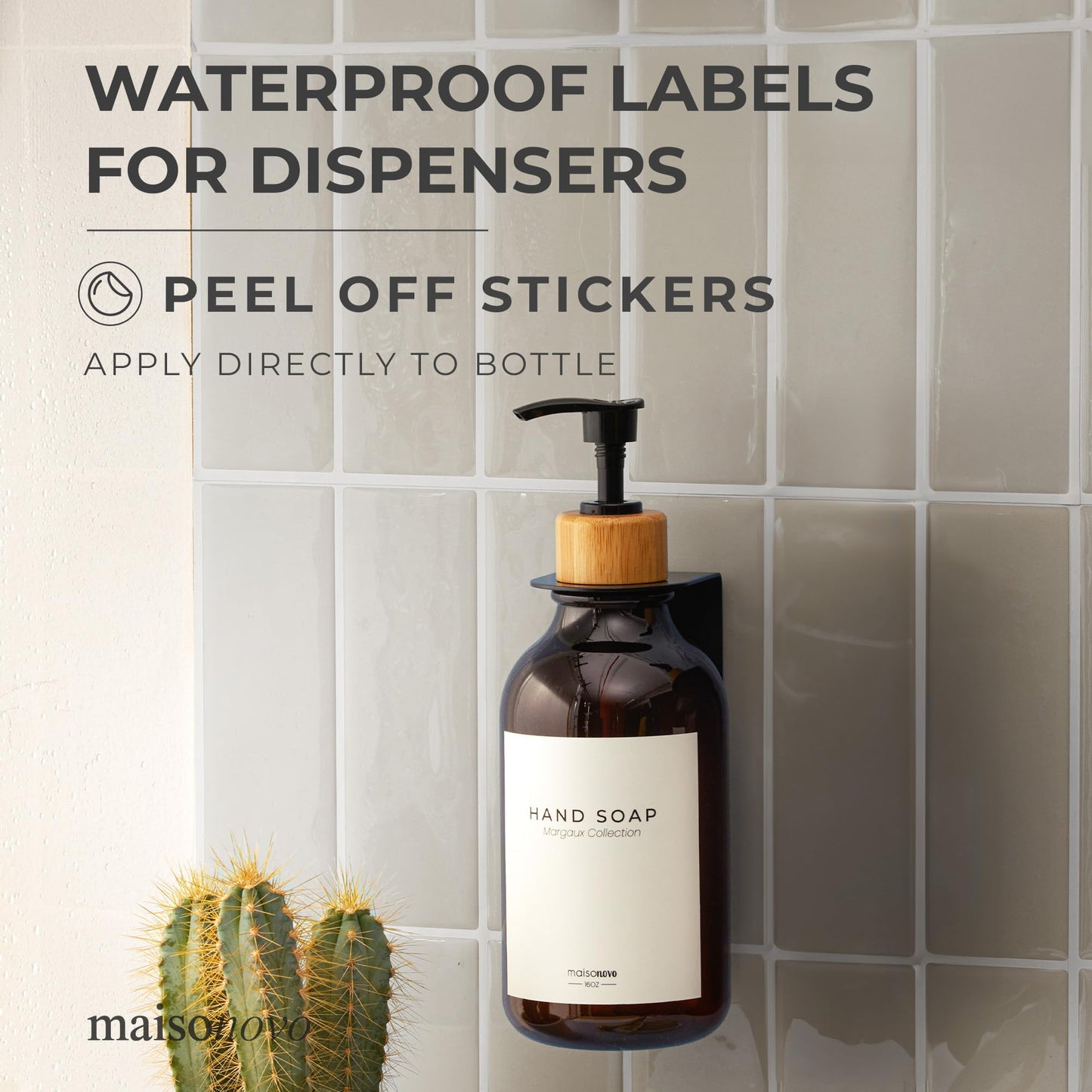 MaisoNovo Waterproof Labels for Bottles Modern Design - 6pc Hand Soap Pack Margaux Hand Soap