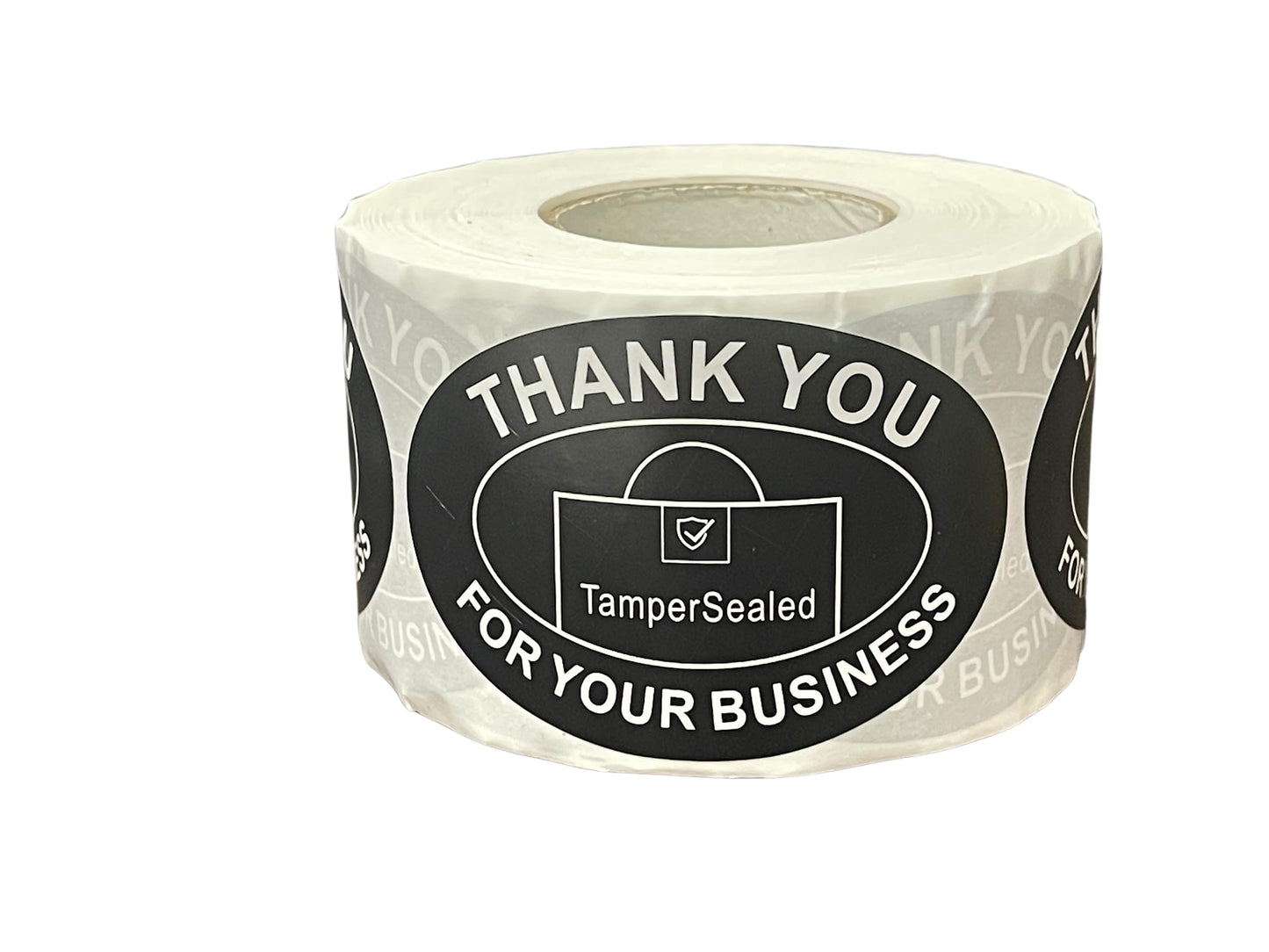 Tamper Sealed - Thank You for Your Business Round Paper Stickers(2"x 3" inch, 500PCS) for Food Containers (Black Roll) Black Roll