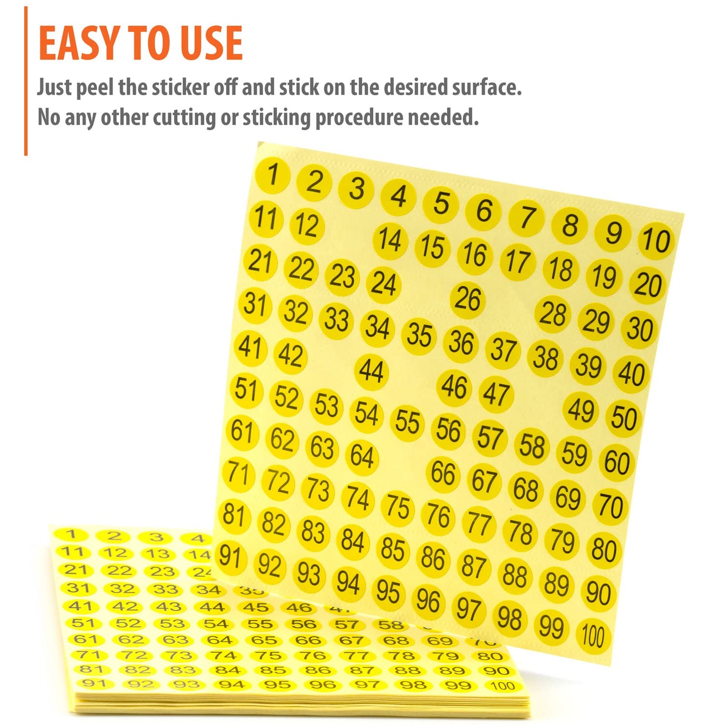 1-100 Round Number Stickers Labels 30 Sets 3000 Self Adhesive Labels Small Consecutive Number Decals Number Signs Inventory Stickers for Storage Organizing (Black Numbers on Yellow Stickers)