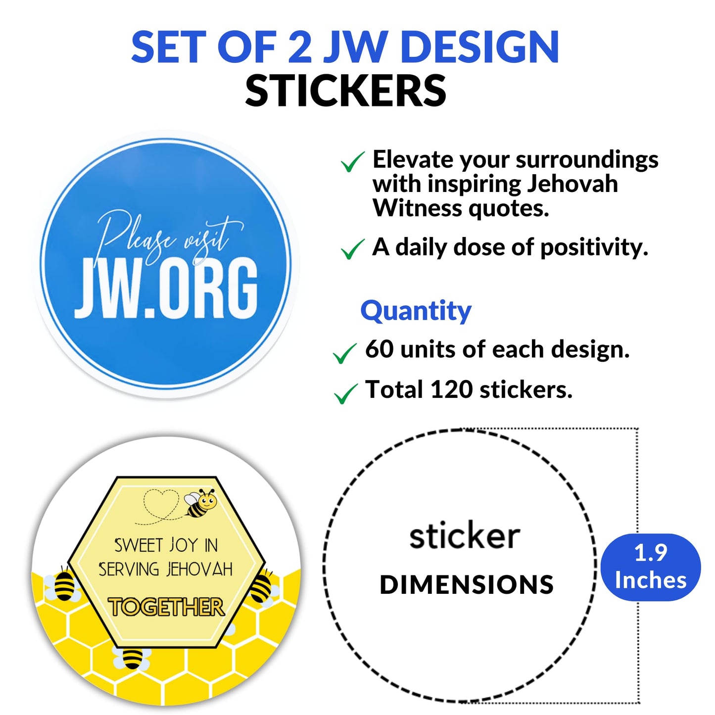 1.9 Inch JW Stickers Pioneer Ideas Bulk, Jehovahs Witnesses Gifts, JW Pioneer School Gifts, JW.org Stickers, Jehovahs Witnesses Ministry Supplies for Convention, Precursores, Field Service