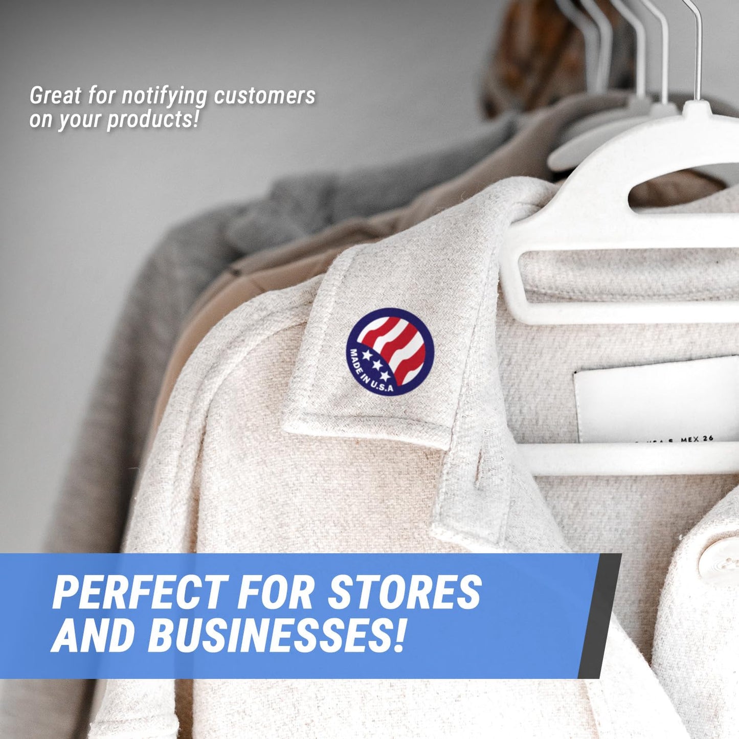 Made in USA Stickers - Patriotic Production Sticker for Products, Manufacturing, Wholesale, Sales, Craft, American Made - 300 Count Circle Dot Labels - 2 Inch Stickers