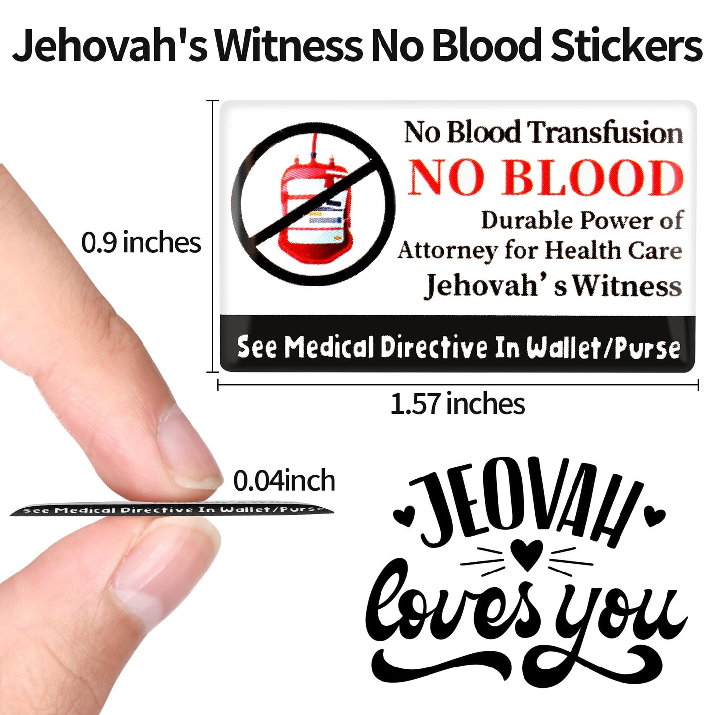20 Pcs Jehovah's Witness No Blood Stickers - JW Meeting Accessories & Ministry Supplies - Gifts for JW.org Pioneer Convention 20