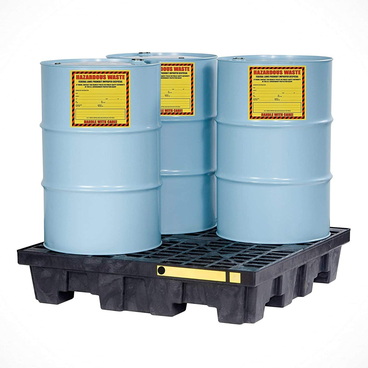 Hazardous Waste Label, 6" x 6", Pack of 25, Yellow and Red Label, Self-Adhesive