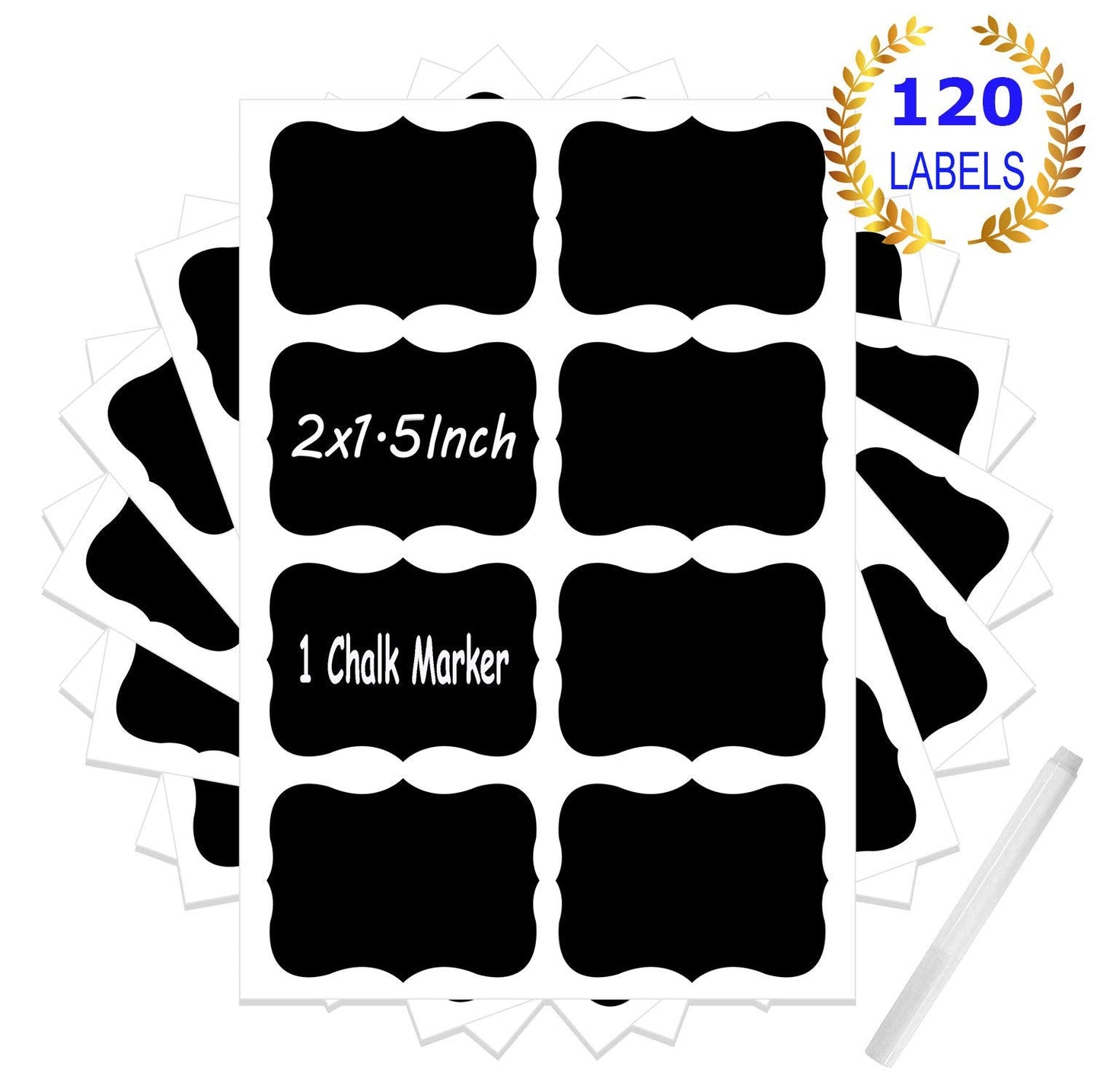 Reusable Waterproof Chalkboard Labels Blackboard Mason Jar Stickers Blackboard Stickers for The Kitchen, Pantry, Mason Jars, Wine Glasses (Black) Black