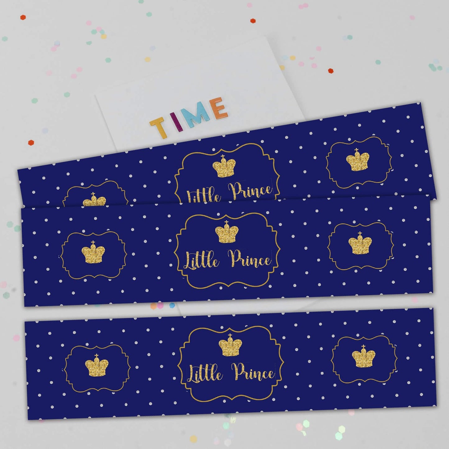 Set of 24 Royal Prince Charming, Baby Shower, Birthday Party Water Bottle Sticker Labels, Baby Shower or Birthday Party Favors for for Boy Royal Decorations Party Supplies. (8.5x2 inches)