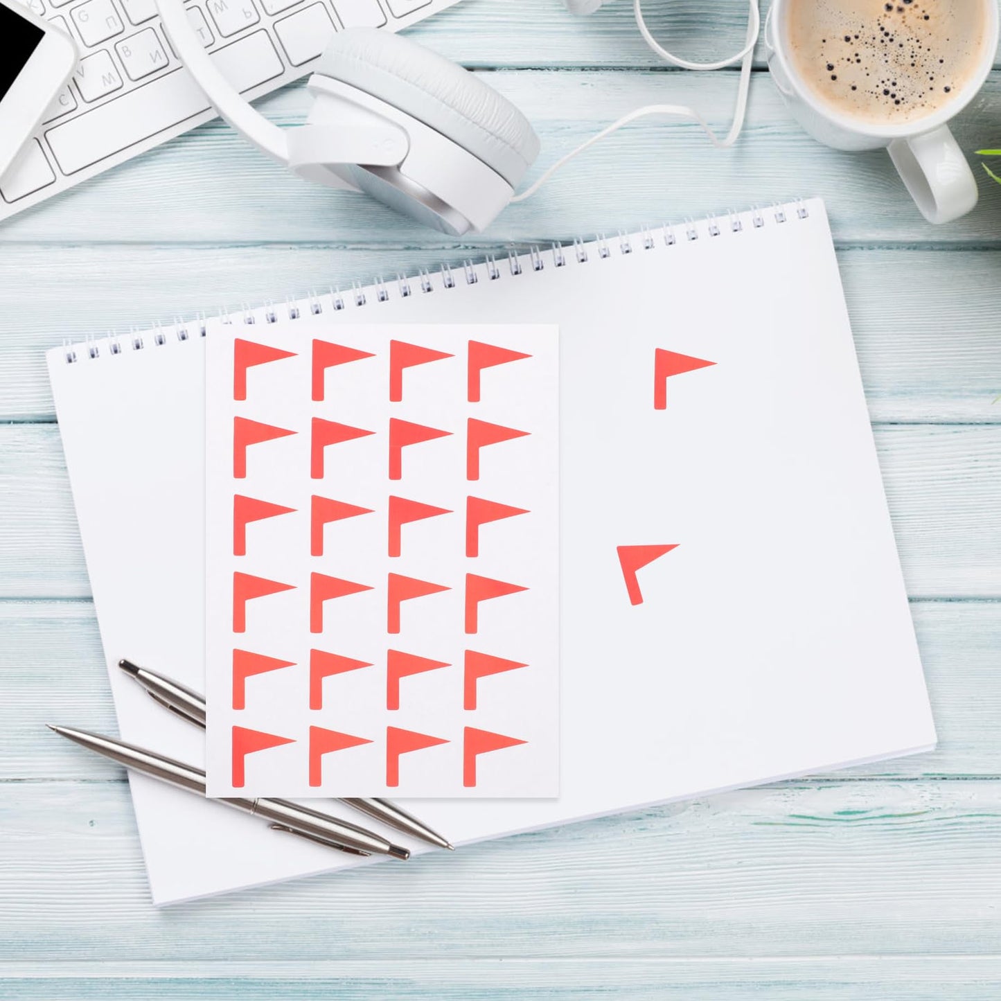 12 Sheets Map Markers Sticker Adhesive Labels Marking Label Sticker Flag Shaped Label for Plan Students Reward Stickers