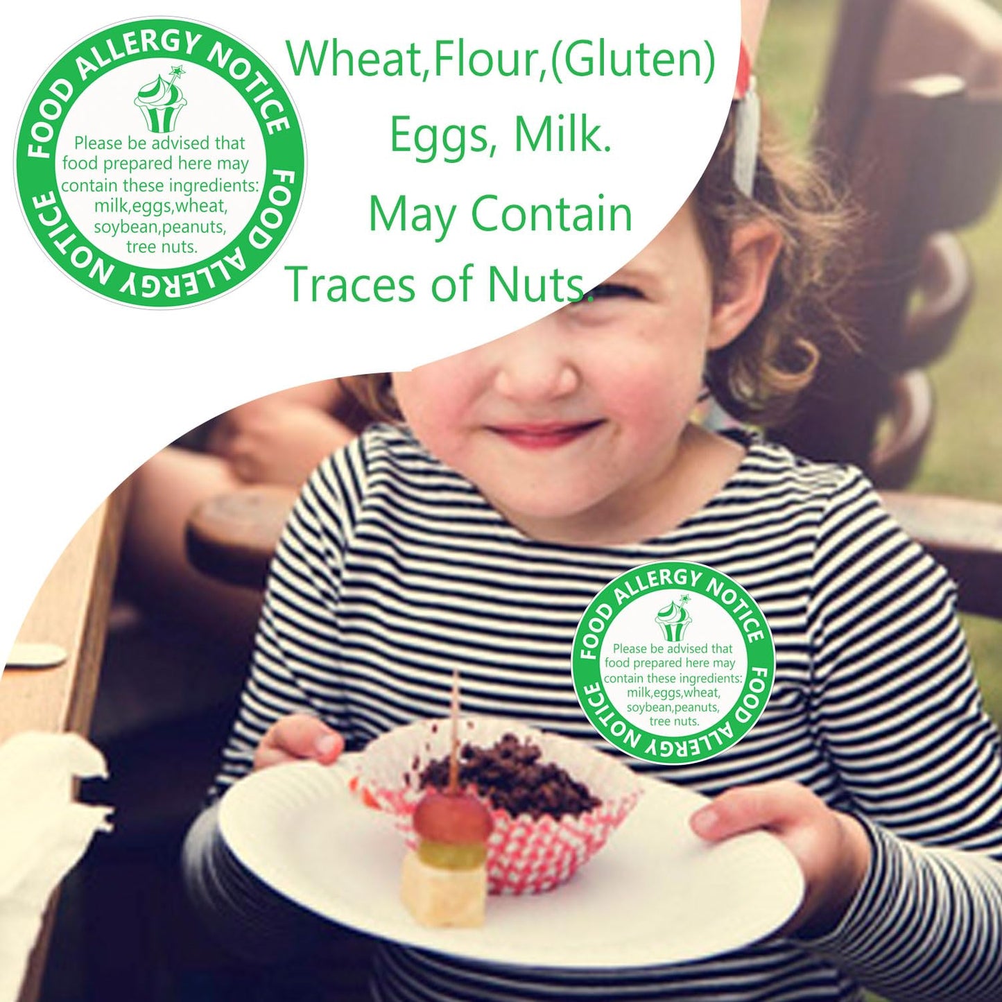 500 pcs Allergy Sticker for Cake Food Allergy Stickers 2 Inch Allergen Warning Labels for Bakery, Party,Restaurants (2 inch) 2 inch(3100 lb.)