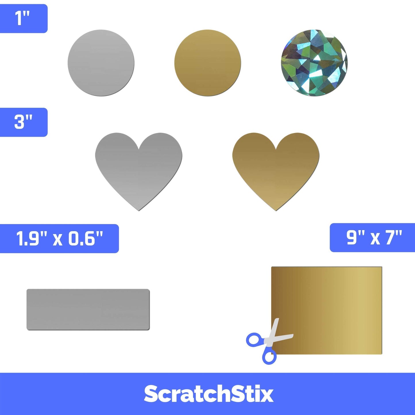 150 Pack, 1" Holographic Shiny Scratch Off Stickers Labels - Round