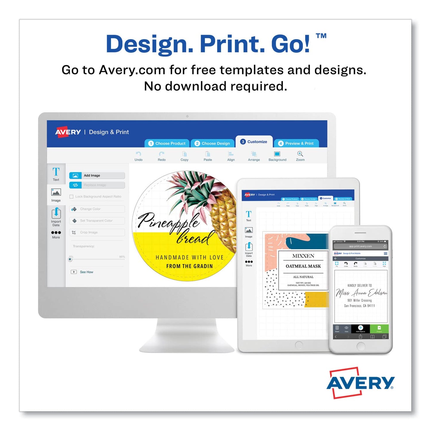 Avery 22805 Square Permanent Labels, 1-1/2-Inch x1-1/2-Inch, 600/PK, WE