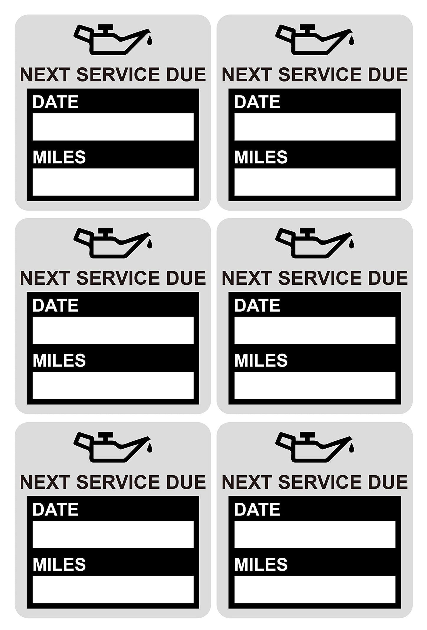 Oil Change Stickers Static Cling,2 inch 60pcs Square Service Reminder Sticker