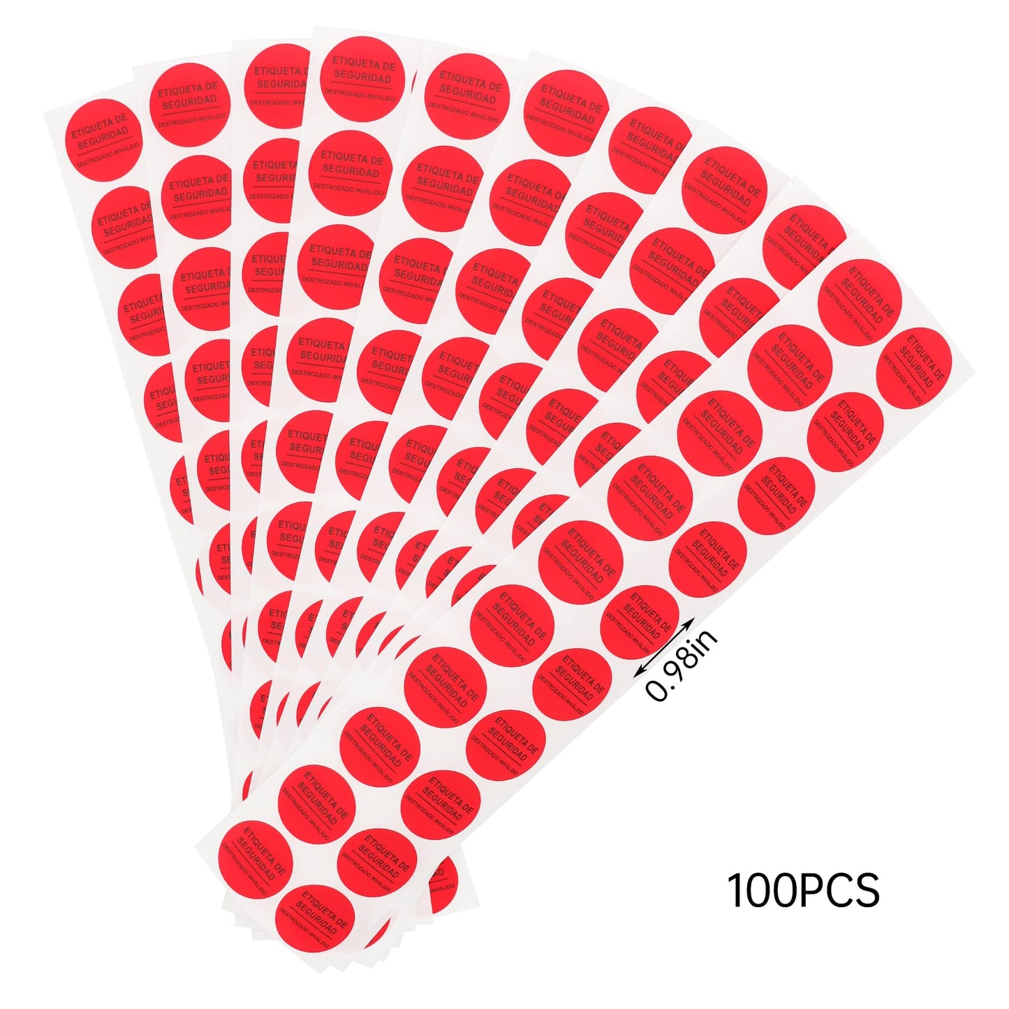 200Pcs Tamper Evident Security Labels Spanish Diameter 1 inch Rounds Red Complete Transfer Tamper Proof Stickers Safety Torn up Invalid Seals Tape (Red)