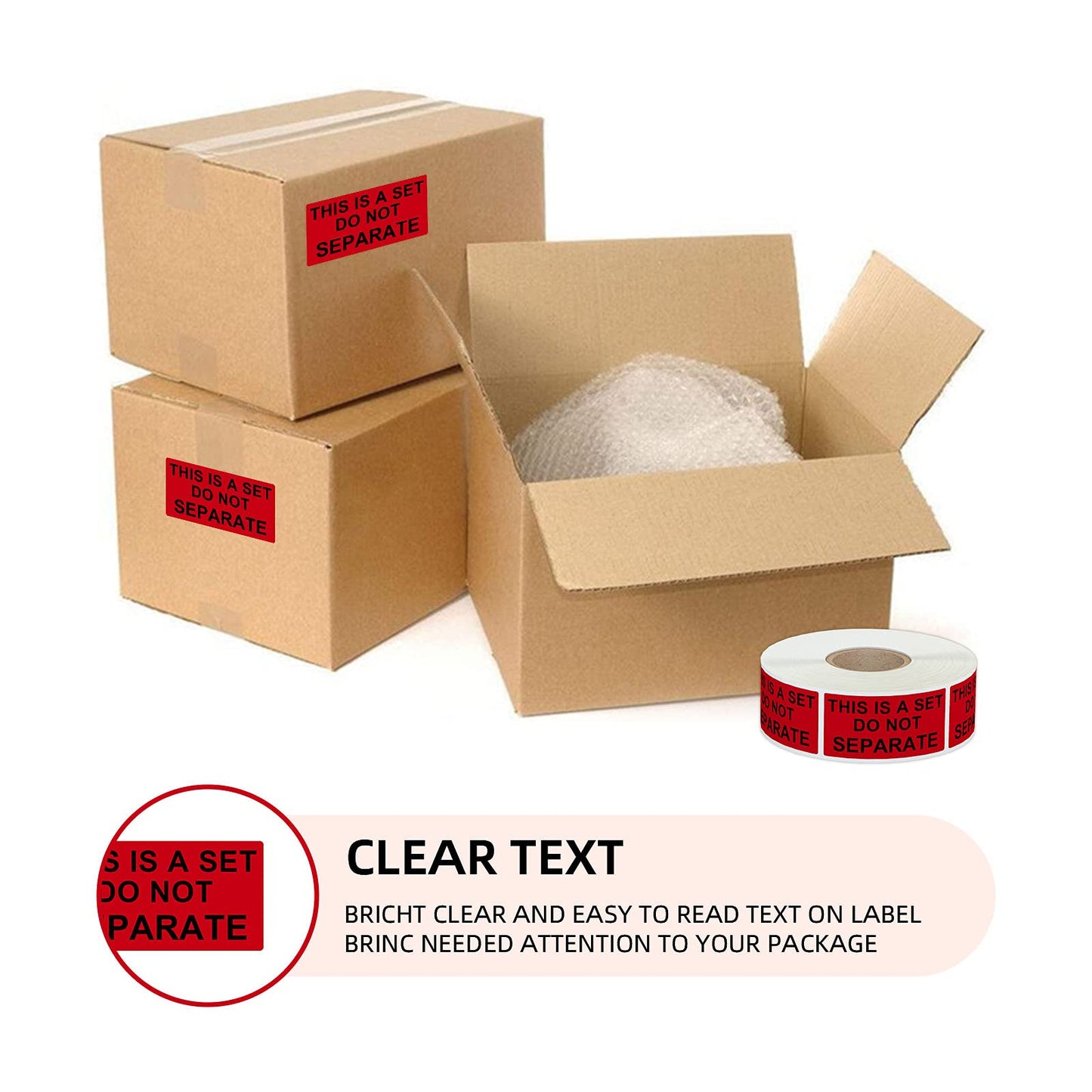 1" x 2" This is a Set Do Not Separate Stickers, Fluorescent Red Packing Labels for Shipping Bundle Sets and Multi-Pack Products Permanent Adhesive (2 Rolls, Total 1000 Labels) Red and Black