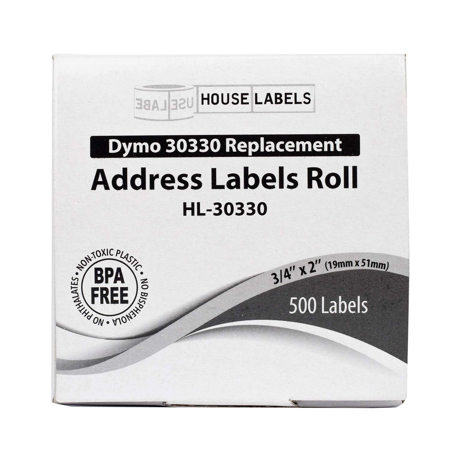 Houselabels 3/4 x 2 Inches Dymo-Compatible 30330 Multipurpose Labels, 1 Roll, 500 Labels per Roll 500 Count (Pack of 1)