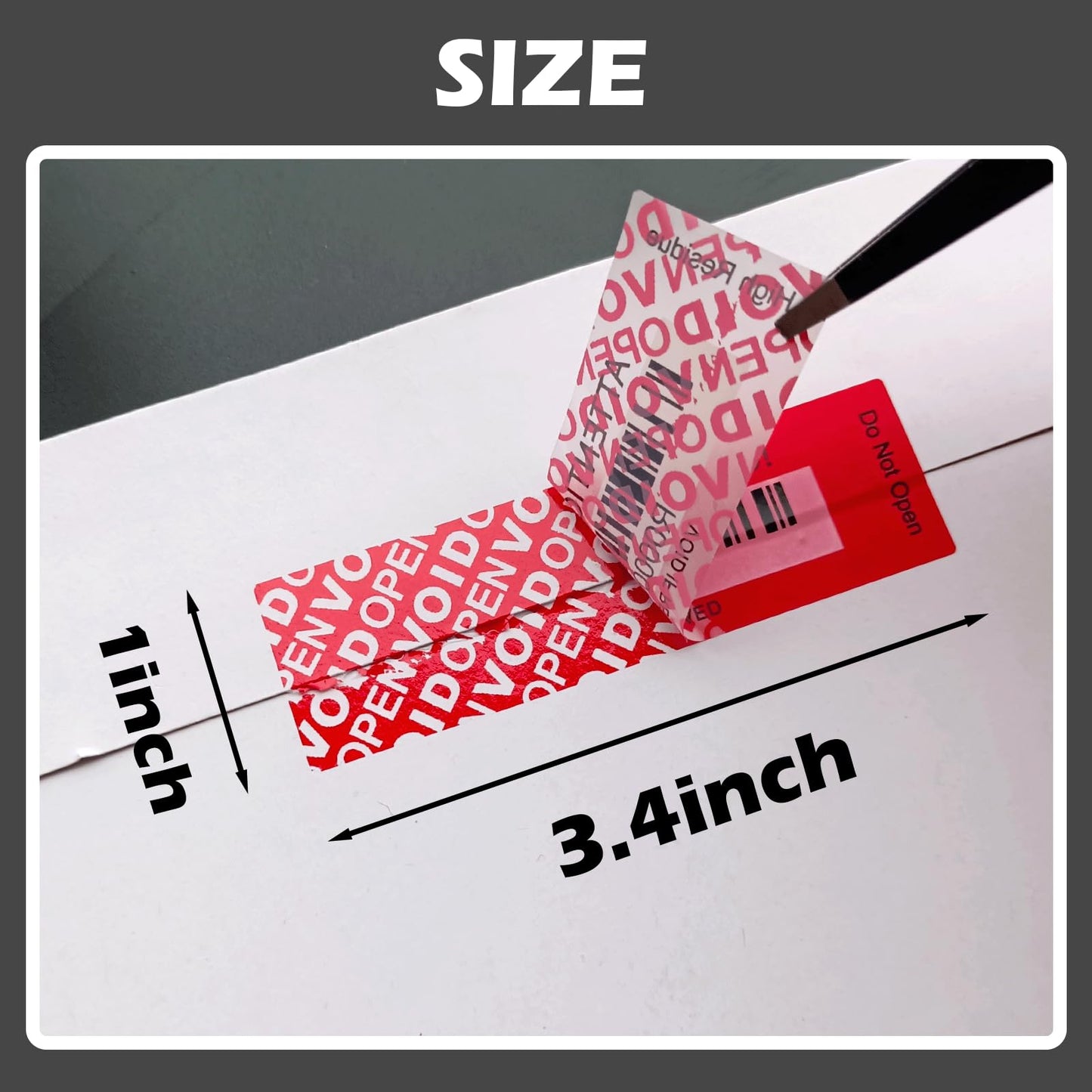 120 pcs Tamper Evident Label Sticker with Bar Code Security Warranty Void Seals Total Transfer Tamper Proof Stickers for Reusable Package with Serial Number(1 x 3.4 Inches,Red) Red4