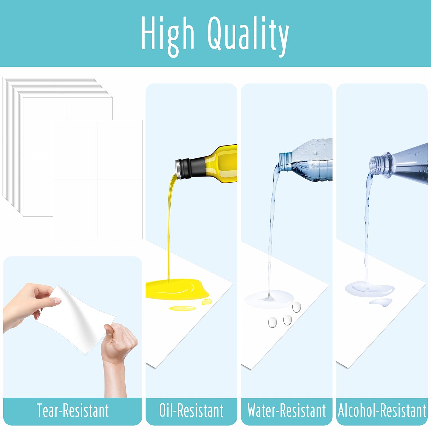 80 Large Size Removable Customizable Blank Labels, Water/Oil/Tear Resistant, No Residue for Home Organization Projects, Bins, Kitchen Storage Containers, Desk Items(6”x 4”) 6”x 4” 80 pcs