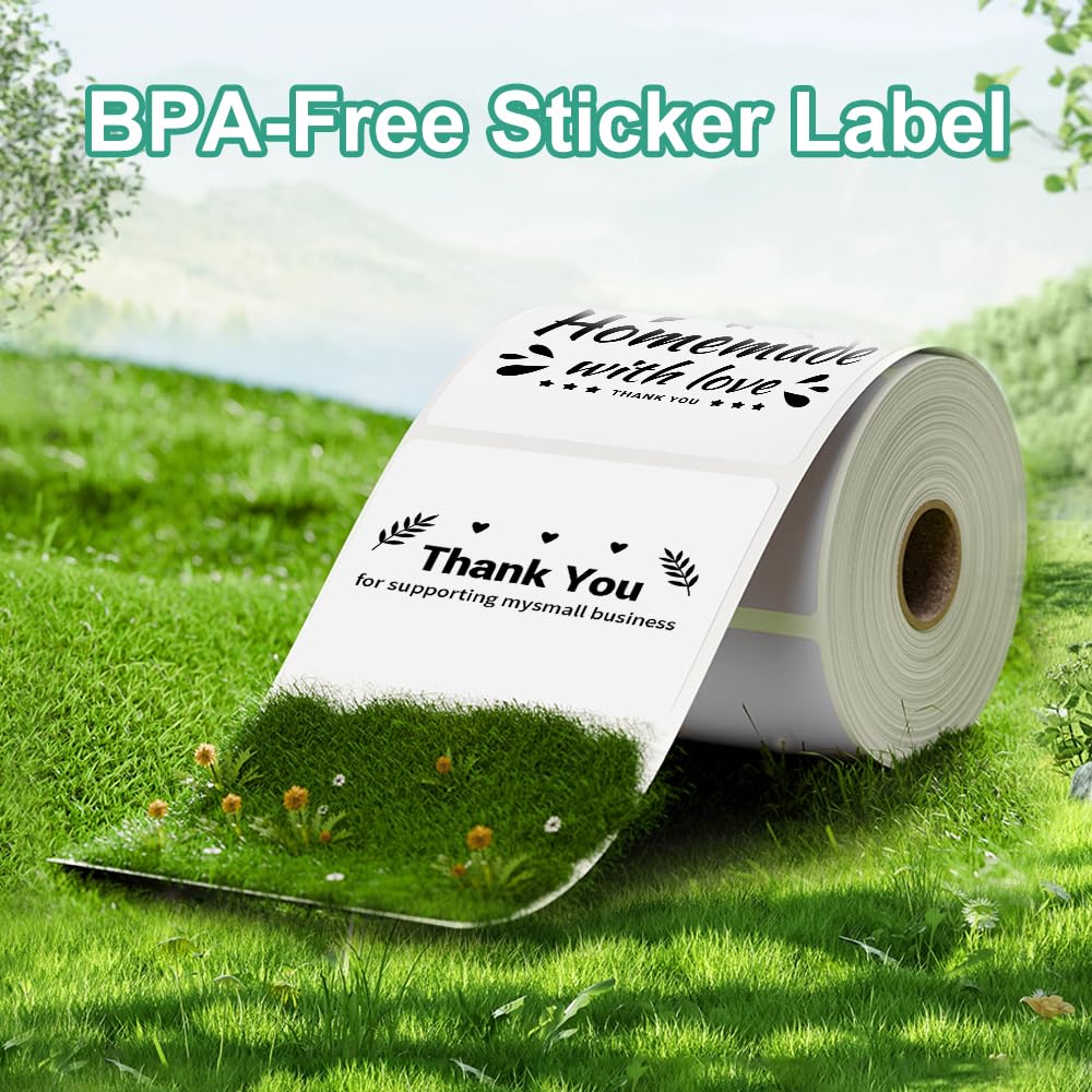 Phomemo Thermal Labels, 0.78''x0.78'' (20x20mm) Multi-Purpose Self Adhesive Label for M110 M220 M221 M120 M200 M150 M250 M260 M108 M100, for DIY Logo Design, 300 Labels/Roll 20x20mm White