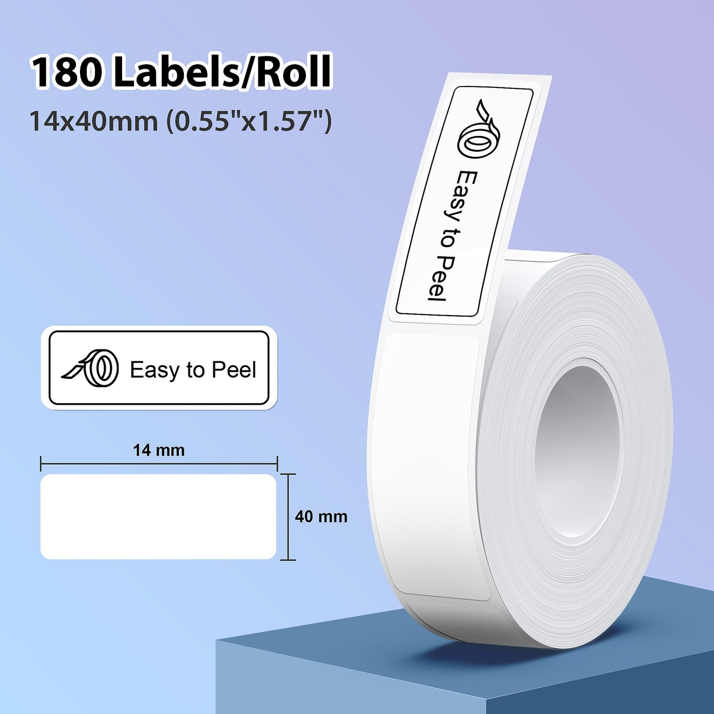 P21 Label Maker Tape Black on White 14x40mm (0.55"x1.57"), Adapted NELKO P21 Label Printer Paper Standard Laminated 180 Labels/Roll, White Label Tape Use for Office, School and Home 0.55"x1.57"(14mmx40mm)-1 Roll