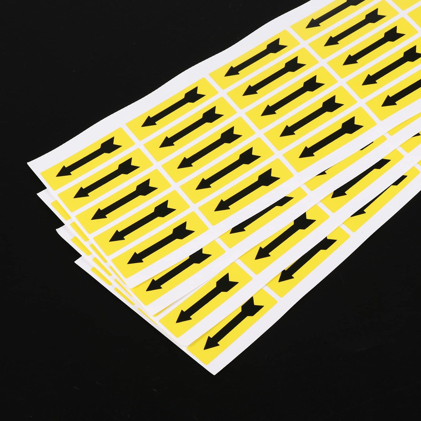 PATIKIL Small Arrow Stickers 1.4x0.4", 10 Sheet Self Adhesive Inspection Indicator Label for Industrial Work, Black Yellow