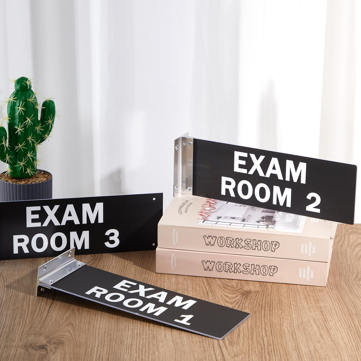 Zonon 4 x 12 Inch Exam Room Sign Numbers 1-3 Double Sided Hallway Signs Identification Number Flags for Exam Rooms Offices Educational Institution Directional Assistance Test Center