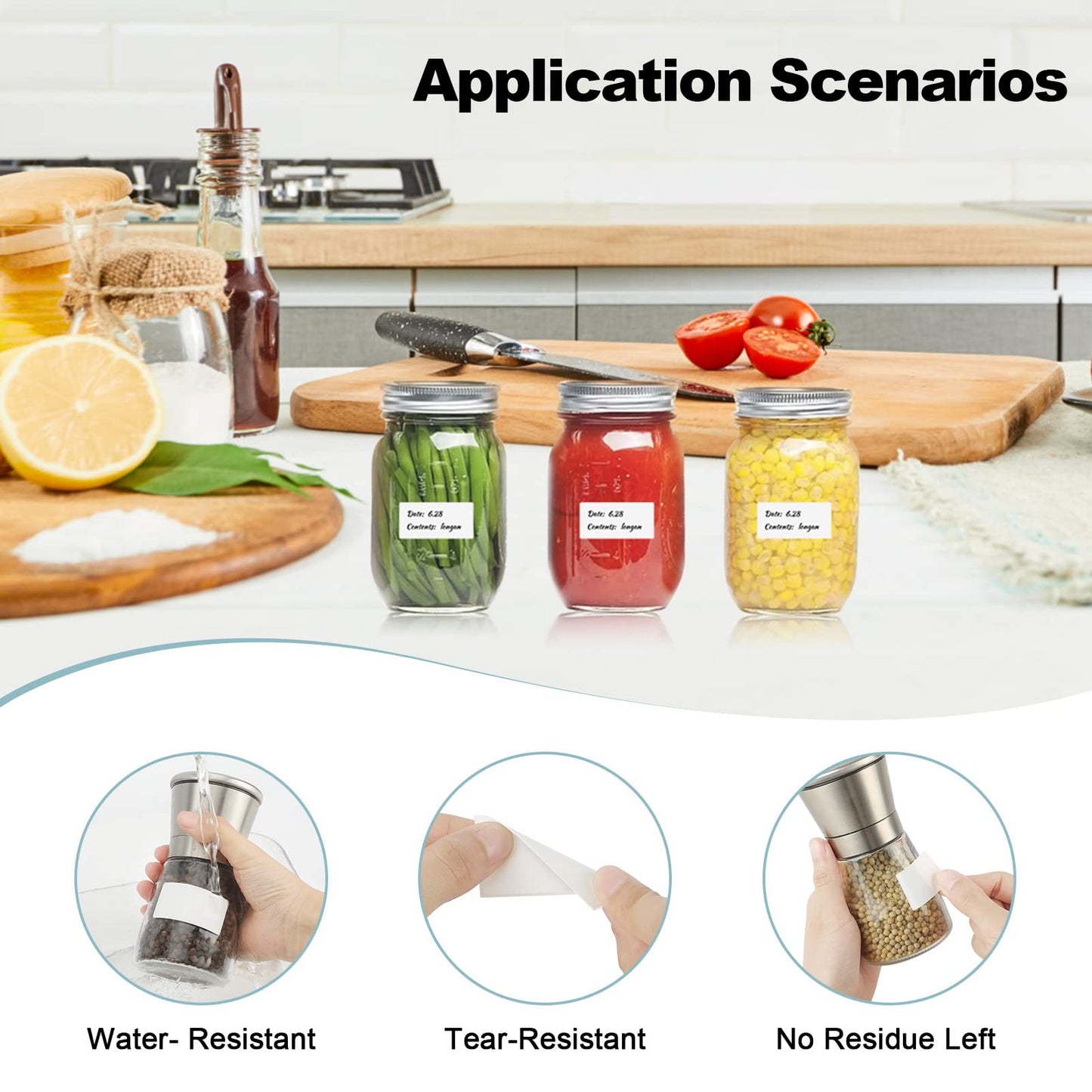 MaxGear 1000 Removable Freezer Labels 1x2 Inch, Waterproof Oil Resistant Stickers for Food Containers Pantry Jars Organization, No Residue Easy Peel Design, 1 Roll 1"x2"