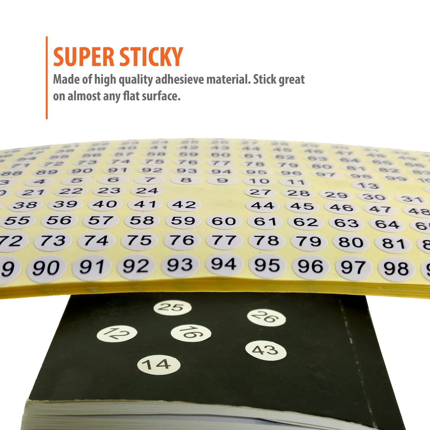 1-102 Round Number Stickers - 30 Sets of 3060 Self-Adhesive Labels: Small Number Stickers & Signs