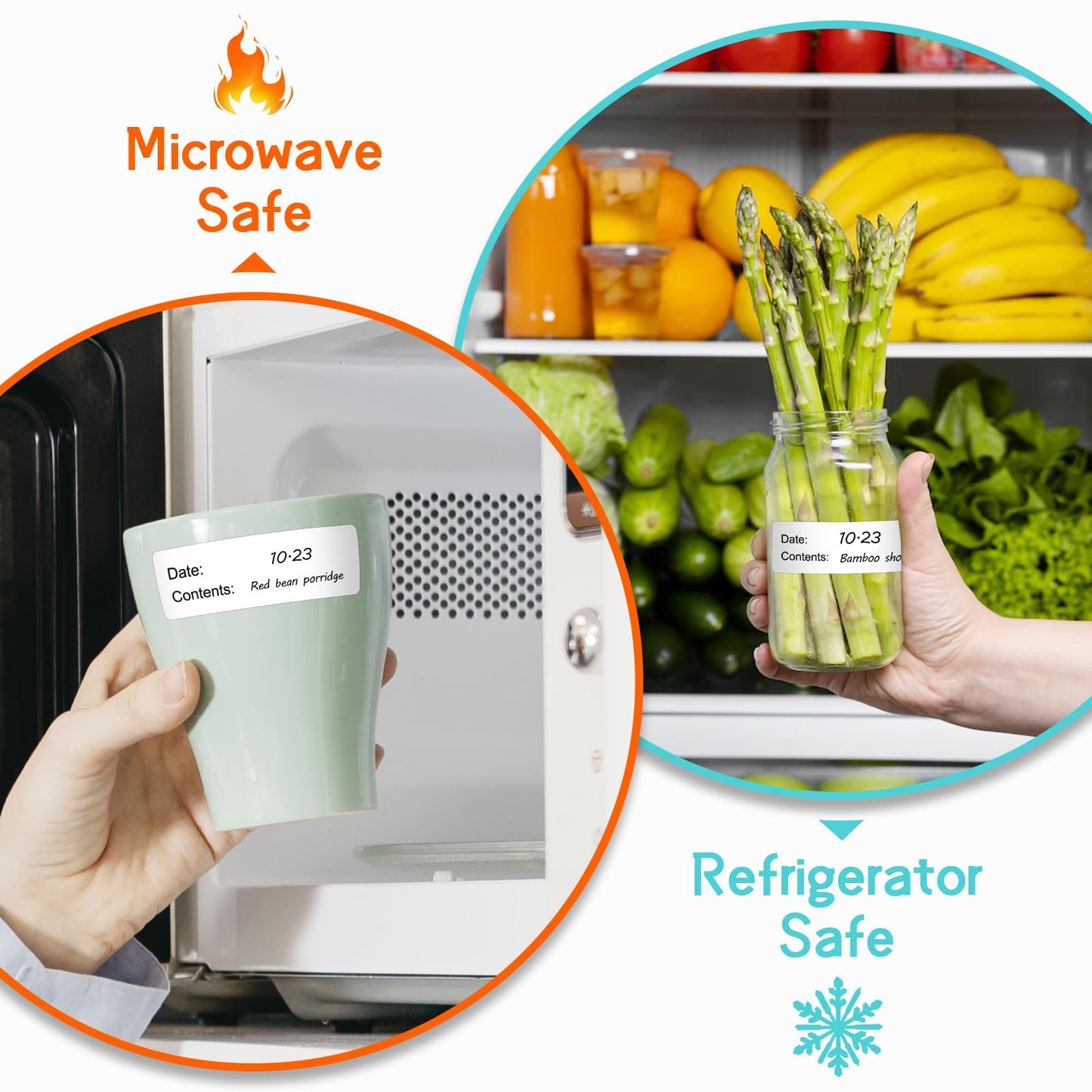 500 Pcs 1 x 3 inch Freezer Refrigerator Food Labels, Removable Freezer Labels for Food Containers, Mason Jar Labels, No Residue Food Storage Labels Perfect for Kitchen, Can Not be Torn