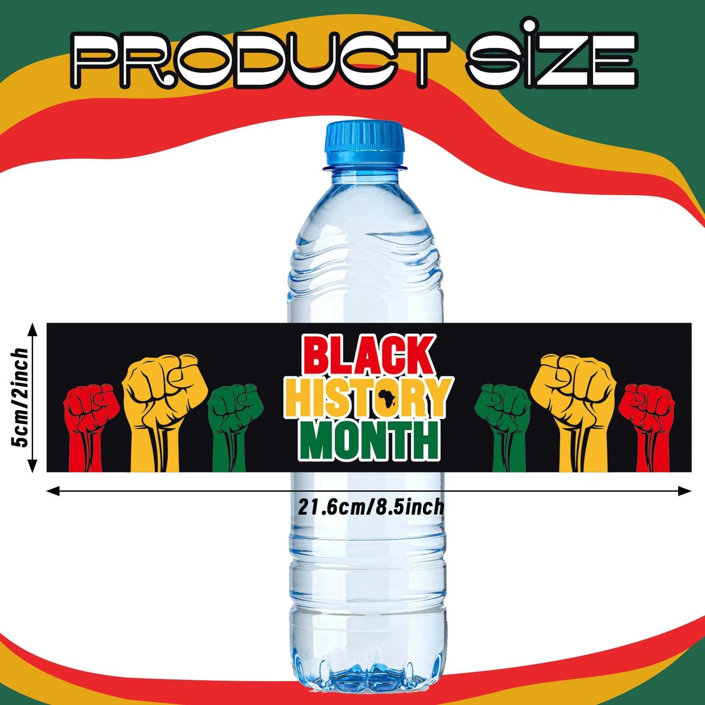 120Pcs Black History Month Label Stickers Black History Month Water Bottle Wrapper Label Decal for Freedom Day African American Celebration Patriotic Festival Party Supplies