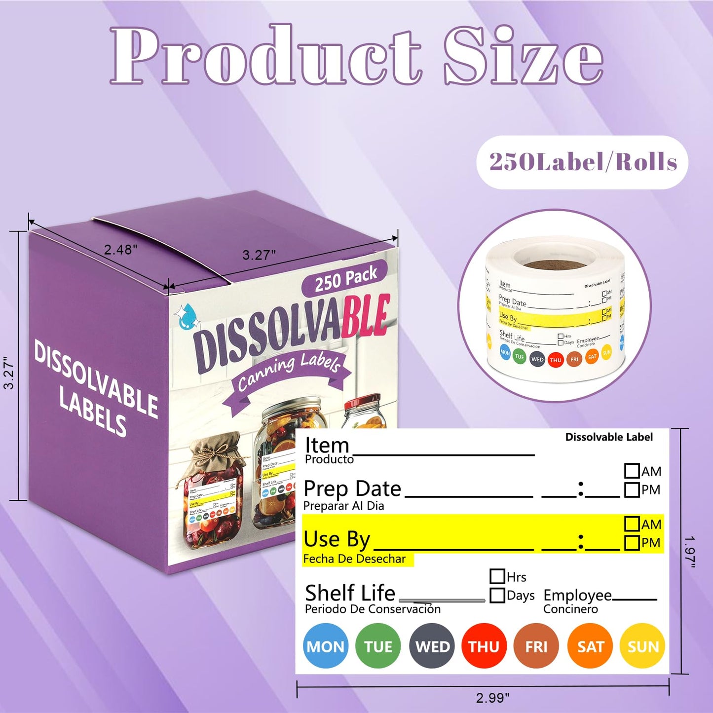 250 PCS Dissolvable Food Labels Removable Food Labels Stickers Shelf Life Labels Food Labels Dispenser 2×3 Food Expiration Stickers Dissolvable Labels for Food Containers Freezer Labels for Kitchen