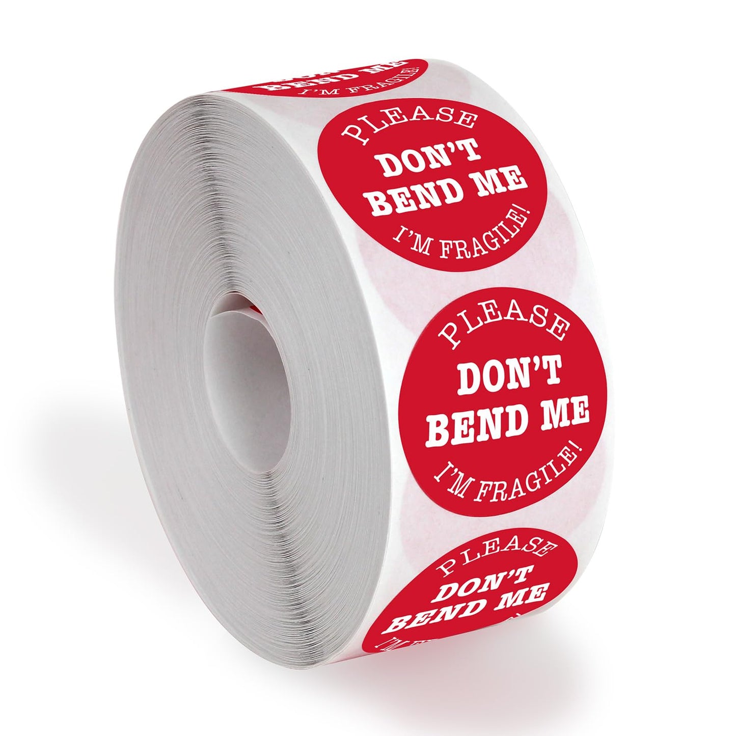 SmartSign I Am Fragile Stickers - 2 x 2 inch Circle, 100 / Roll, Please Don't Bend Me Funny Fragile Label, Semi-Gloss Paper, Permanent Adhesive, White on Red, Made in USA Don’t Bend Me