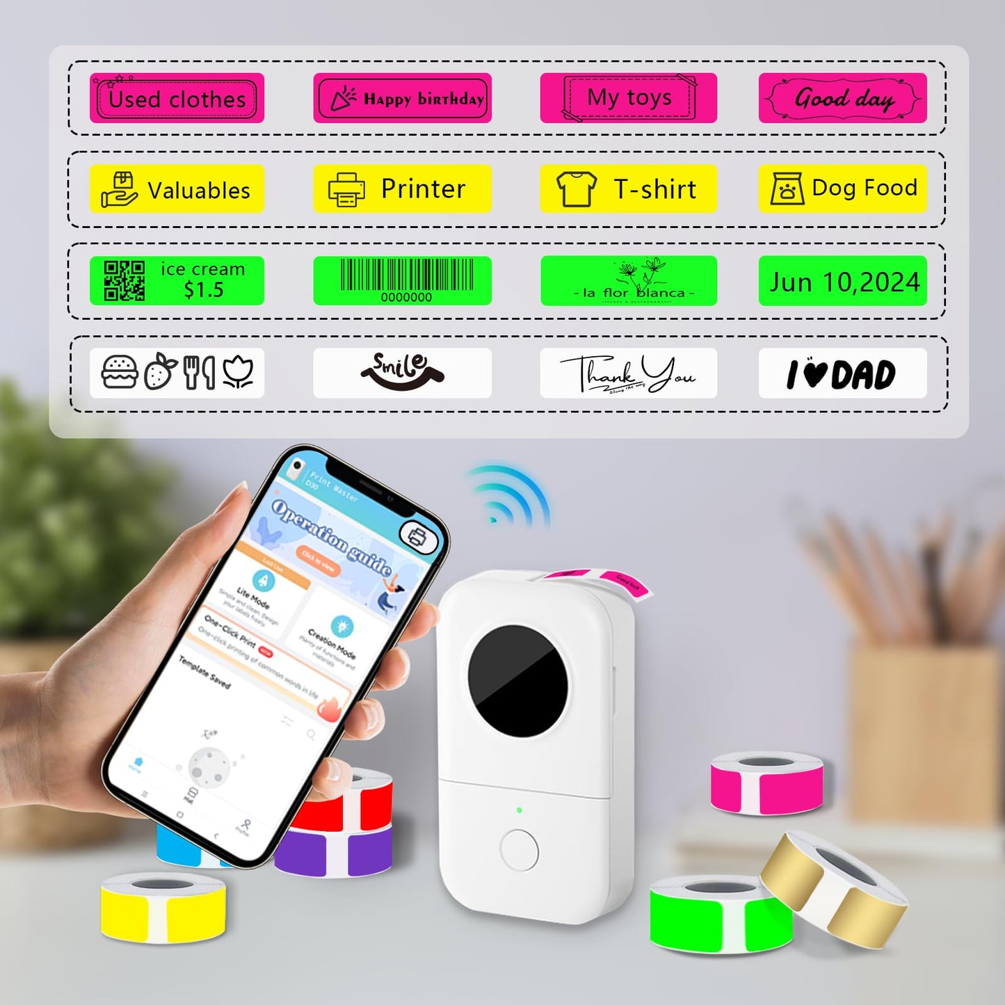 Thermal Label Tape 0.55"x1.57"(14x40mm) 4 Rolls,640 Pcs,Waterpoor,Strong Adhesive Thermal Labels,Compatible with D30 Portable Thermal Printer,for Home,Office,Storage,Fluorescent Pink. Fluorescent Pink