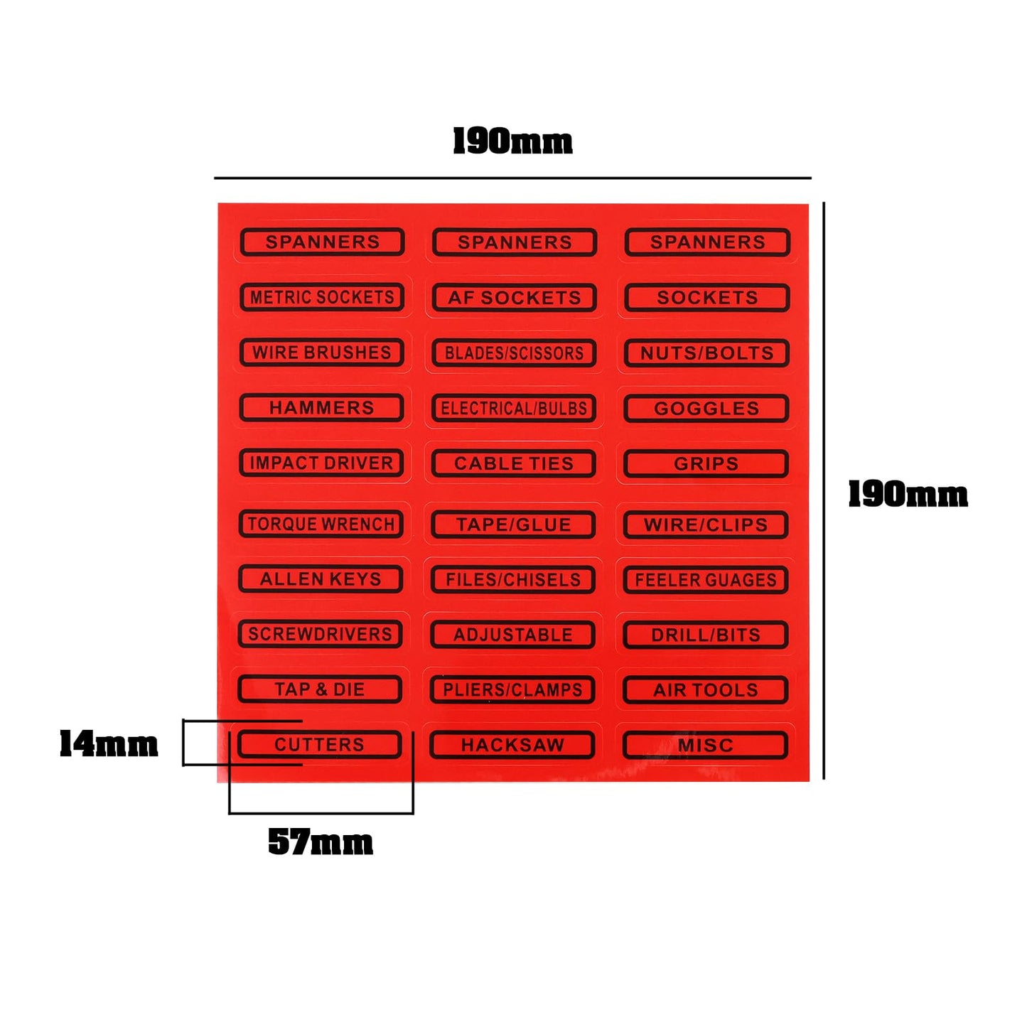 3pcs Toolbox Labels Stickers Tool Box Labels Vinyl Self-Adhesive Stickers for Toolboxes Filing Cabinets Whiteboards Three Colors