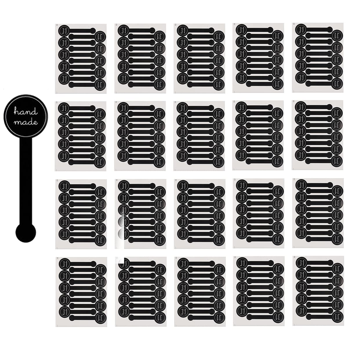 20 Sheets (200PCS) Black Hand Made Seal Self Adhesive Paper Sealing Sticker Tamper Evident Labels Decorative Labels for Hand Made Products