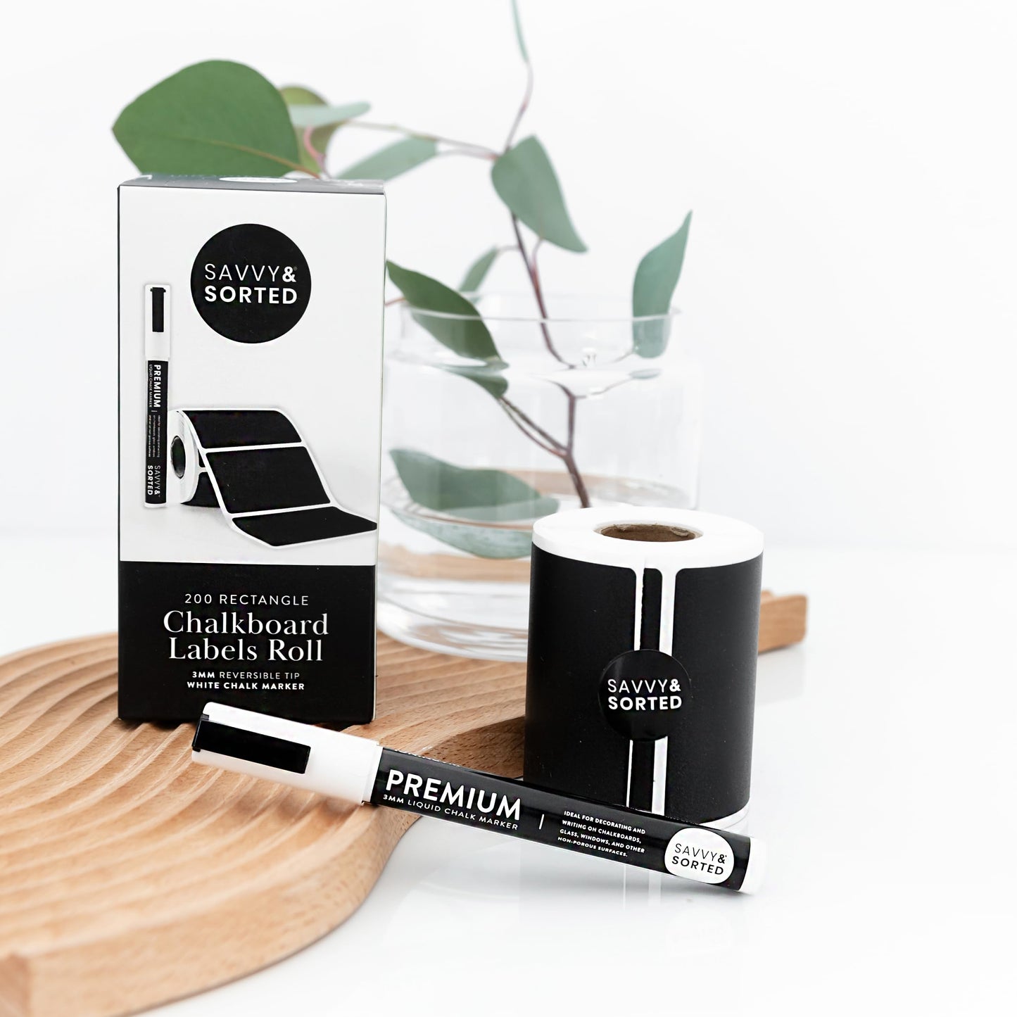 200 Chalkboard Labels for Storage Bins, Removable Black Stickers with Chalk Marker, Pantry Containers and Storage Bin Organization Wide Rectangle Roll - 200pcs