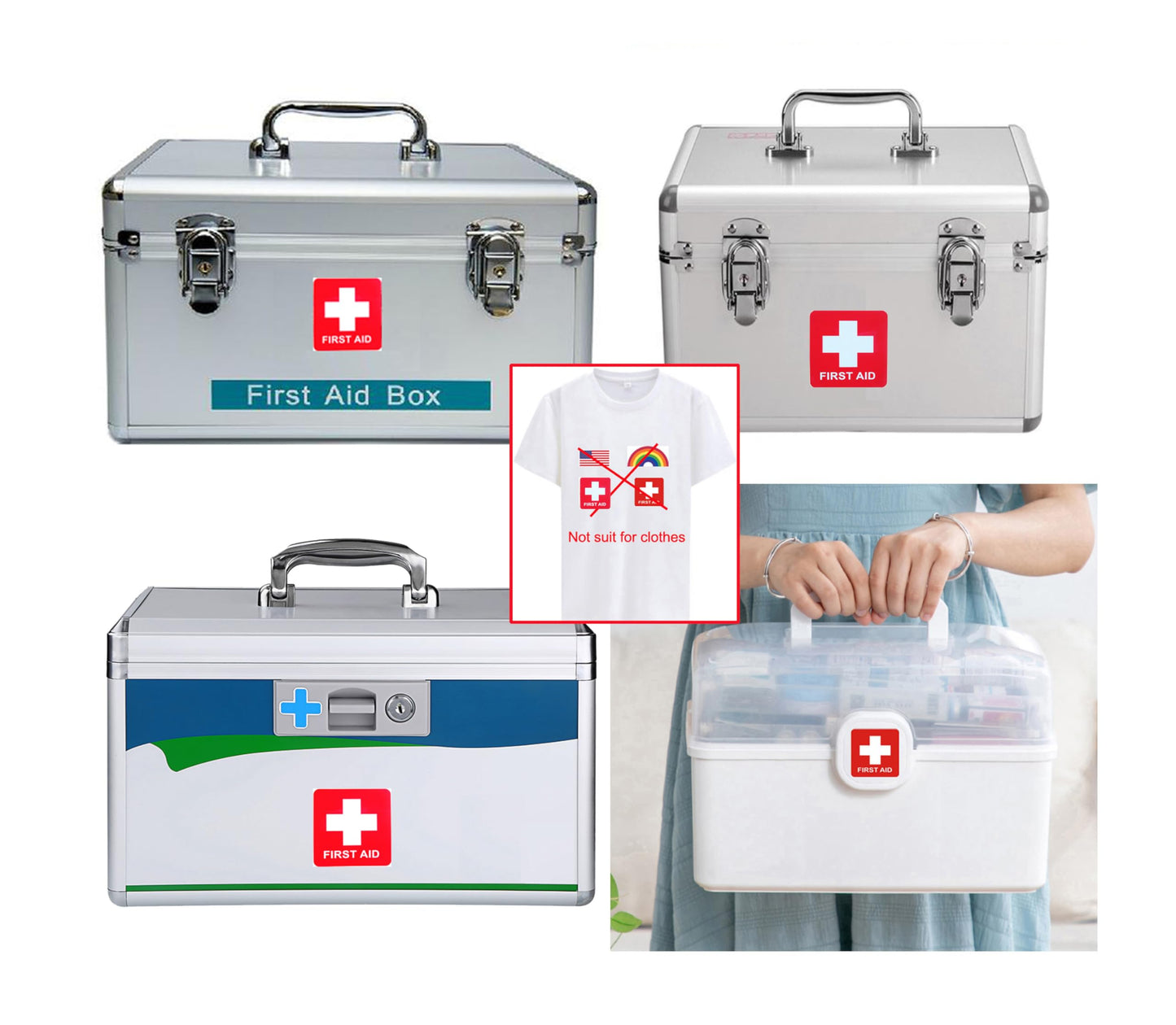 10 pcs First AID Stickers, Waterproof Emergency Treatment Labels, Bubble Free Self Adhesive Peel and Stick Vinyl Decal (10x10 cm) 10x10 cm