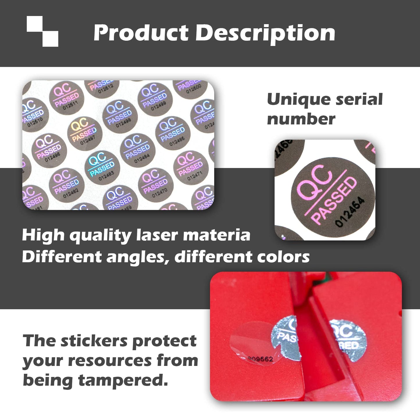 2100pcs QC Passed Tamper Proof Stickers High Security Hologram Labels Warranty Void Seal with Unique Serial Number 0.4 inch Silver-2100pcs