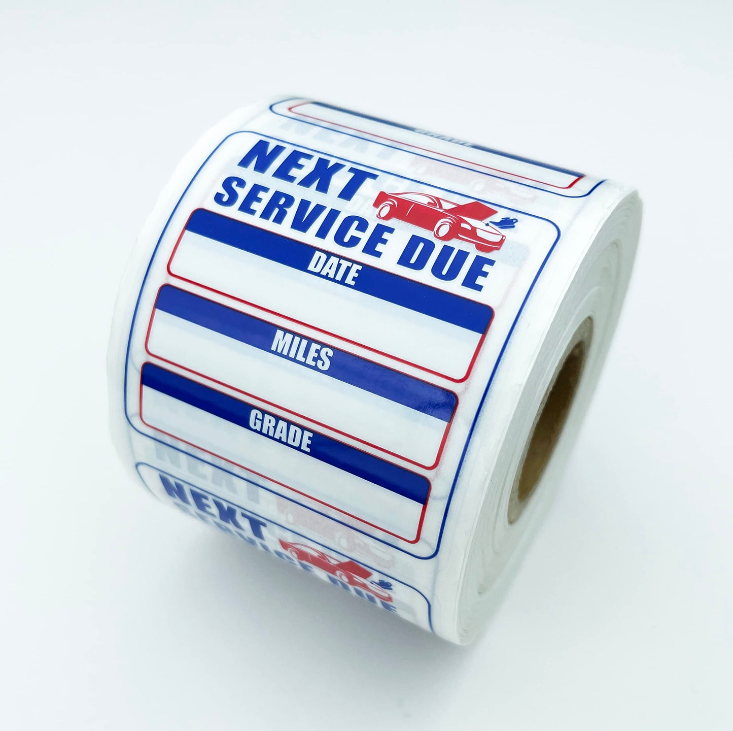 Oil Change Stickers 250 Pcs Per Roll-Service Reminder Stickers-2 inches x 2 inches Premium Clear Stock-Windshield-Checkered Flag- Peel & Write and Stick with No Residue Car Sticker.