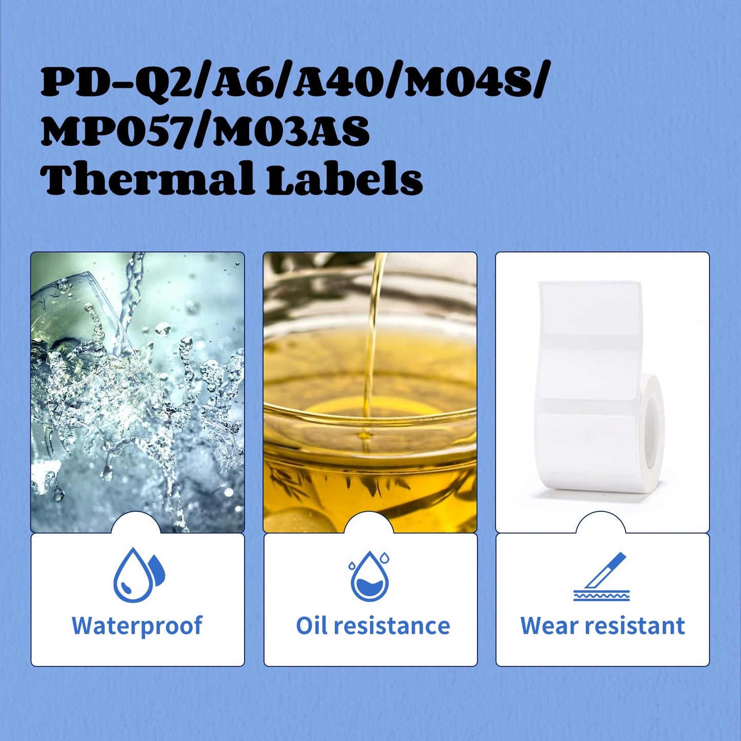 Thermal Label - 2.2"x1.18"(56x30mm) for PikDik PD-Q2 Mini Pocket Printer,3 Rolls,Suitable for Barcode,FNSKU,Address,Mailing,Logo,Business,Home Tag,White Label Paper-52*30mm