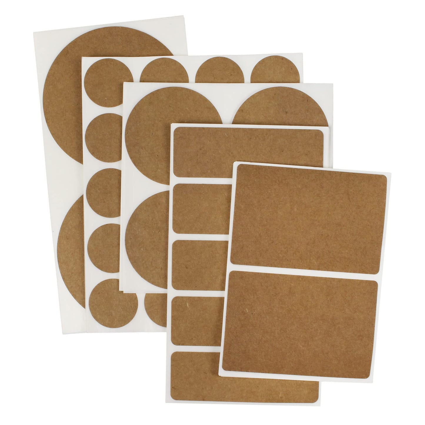 Sheeted Natural True Kraft Paper Variety Pack, 330 Labels, Assorted Shapes and Sizes
