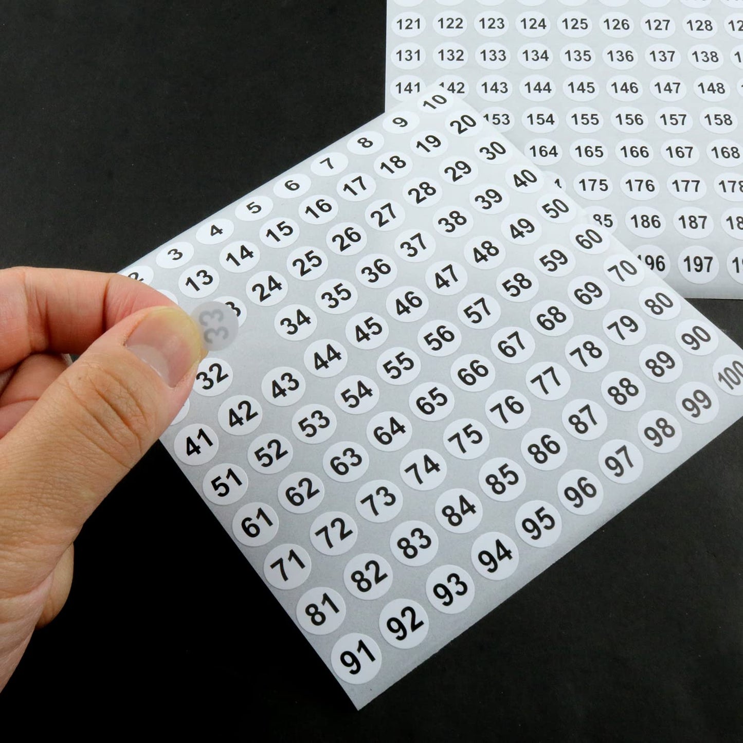 Number Stickers LUORNG 20 Sheets 0.4" 1 to 200 Digital Sticker Circular Self Adhesive Labels Black on White (10 Sheets 1 to 100 and 10 Sheets 101 to 200)