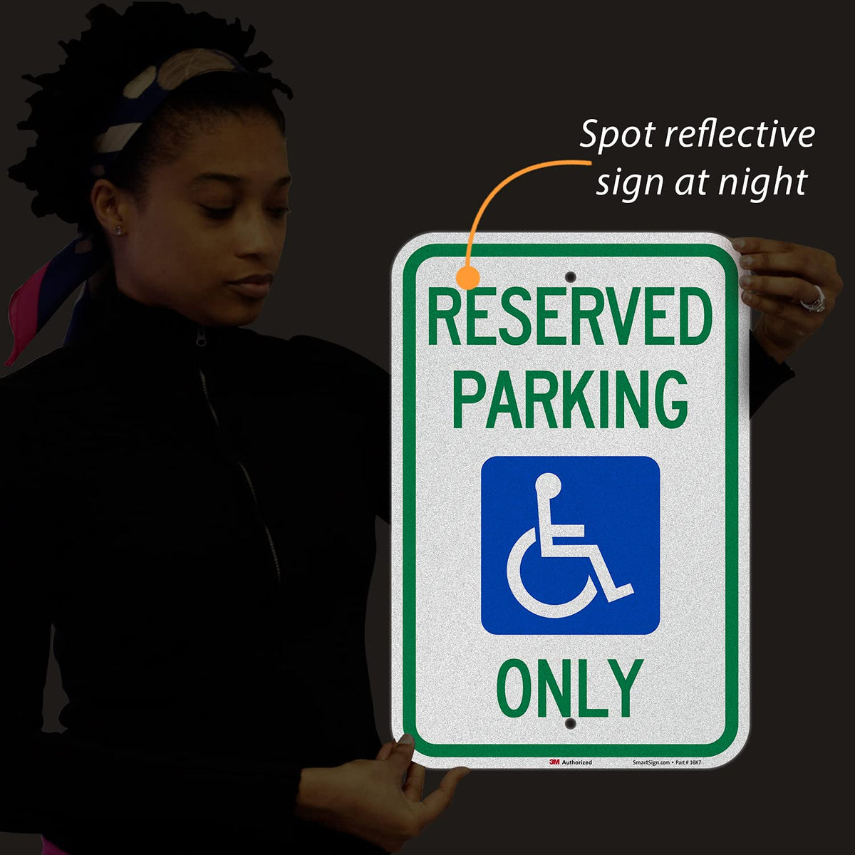 SmartSign "Reserved Parking Only" Handicap Parking Sign | 12" x 18" 3M Engineer Grade Reflective Aluminum 12" x 18" EG Reflective Aluminum