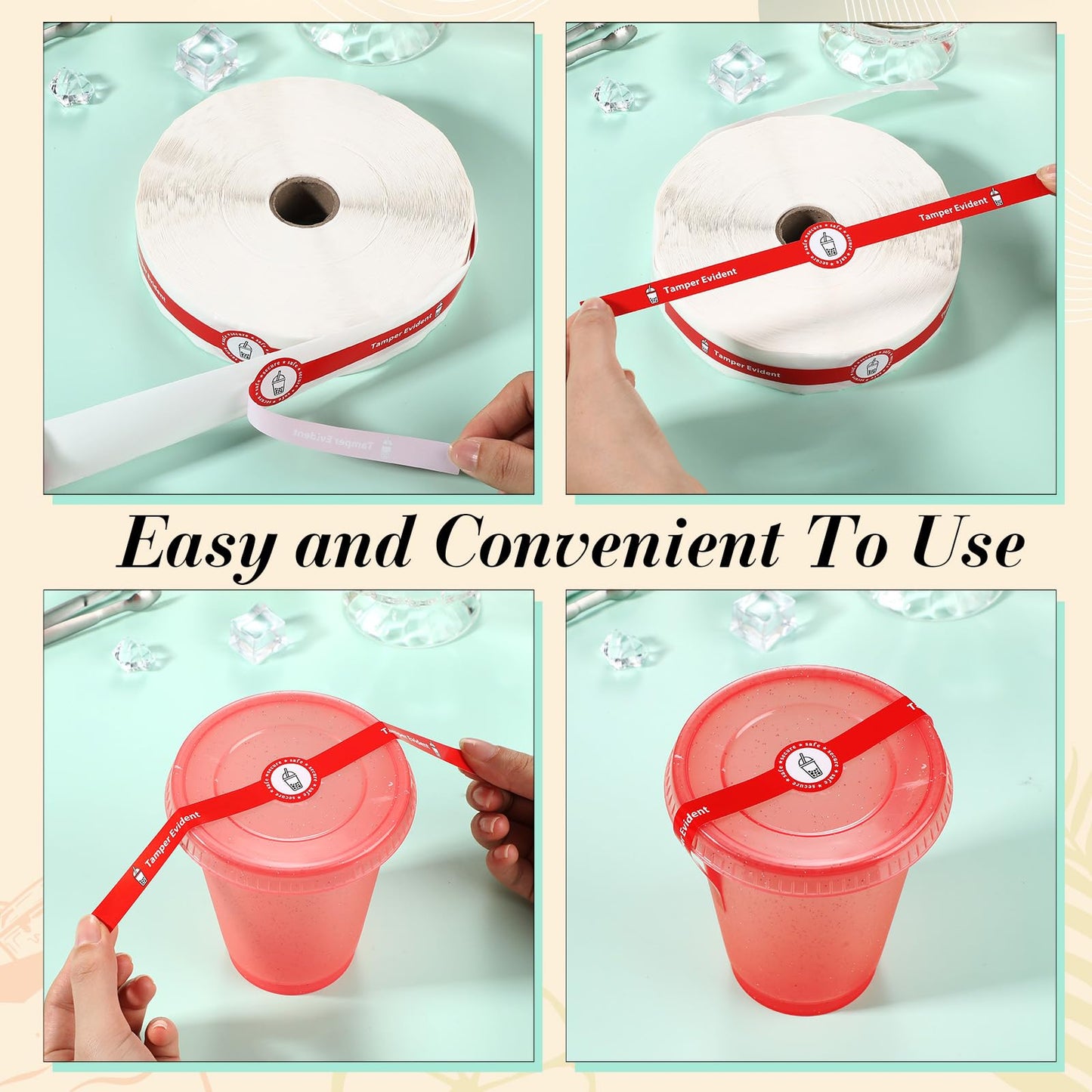 Tamper Evident Tape Safe Secure Tamper Evident Stickers for Drink Lids 1" x 9" Food Delivery Stickers Sealed for Freshness Labels Drink Food Proof Tape(Red,500 Pcs) 500 Red