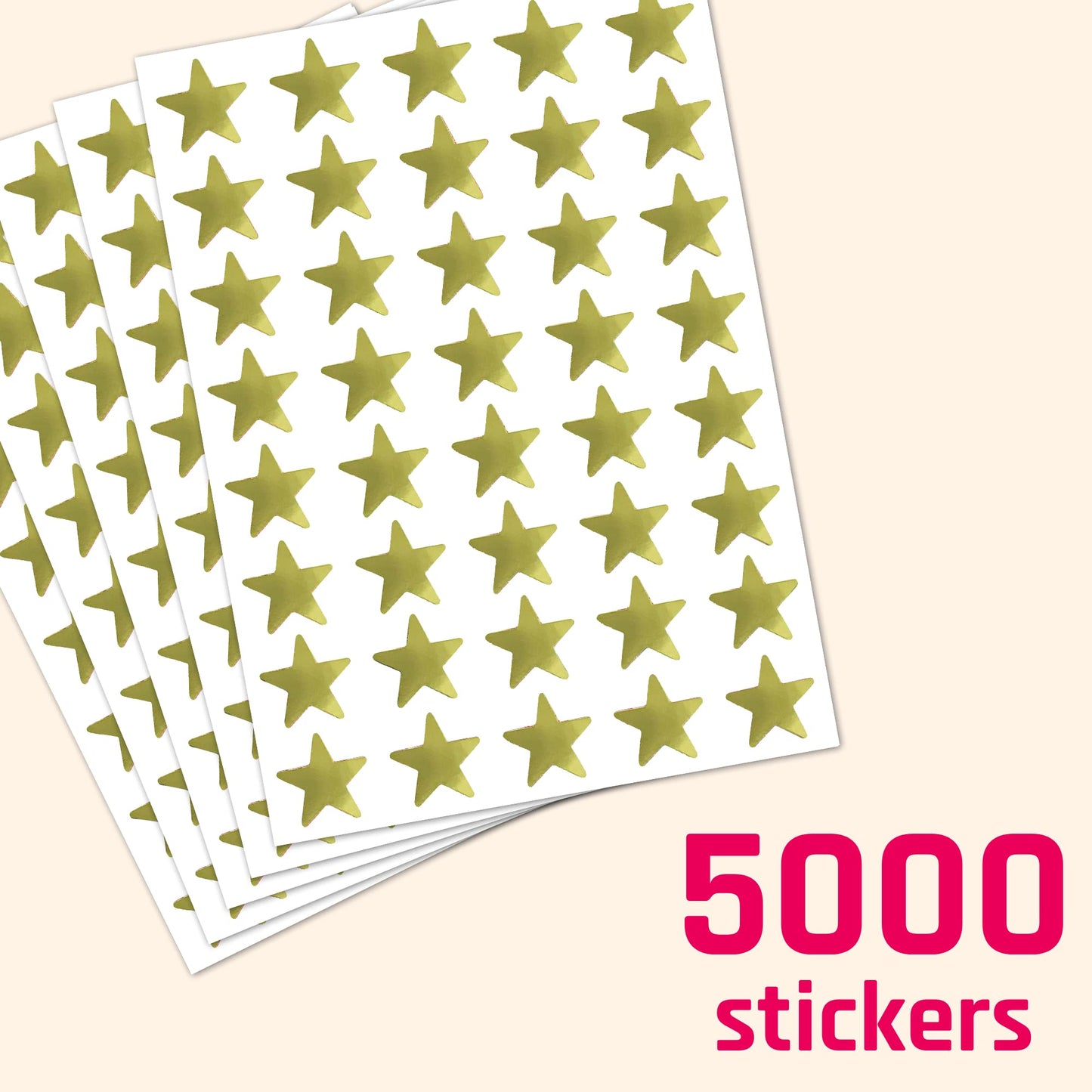 5000 Pack, Gold Foil Star Metallic Stickers, 0.6" Diameter 5000 Pack