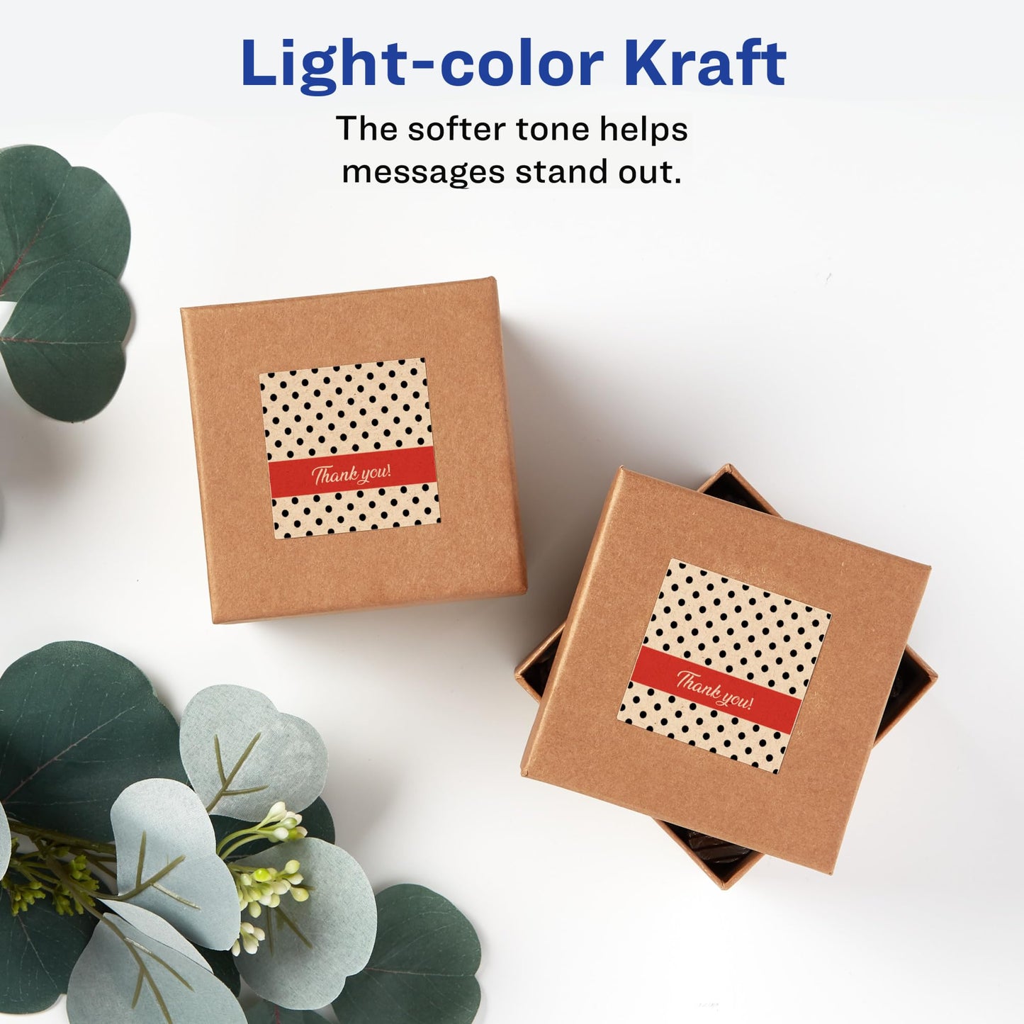 Avery Kraft Brown Square Labels with Sure Feed Technology, 2" x 2", Print to The Edge, Laser/Inkjet Printable Labels, 300 Total (22846) 300 Labels