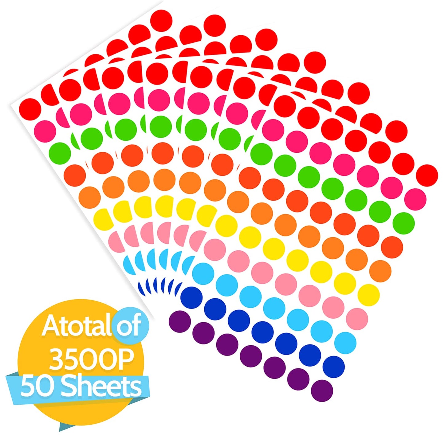3500 Pieces Dot Stickers, 3/4 inch Color Coding Labels, 10 Color Circle Price Stickers for Office Classroom Student 3500 Pieces