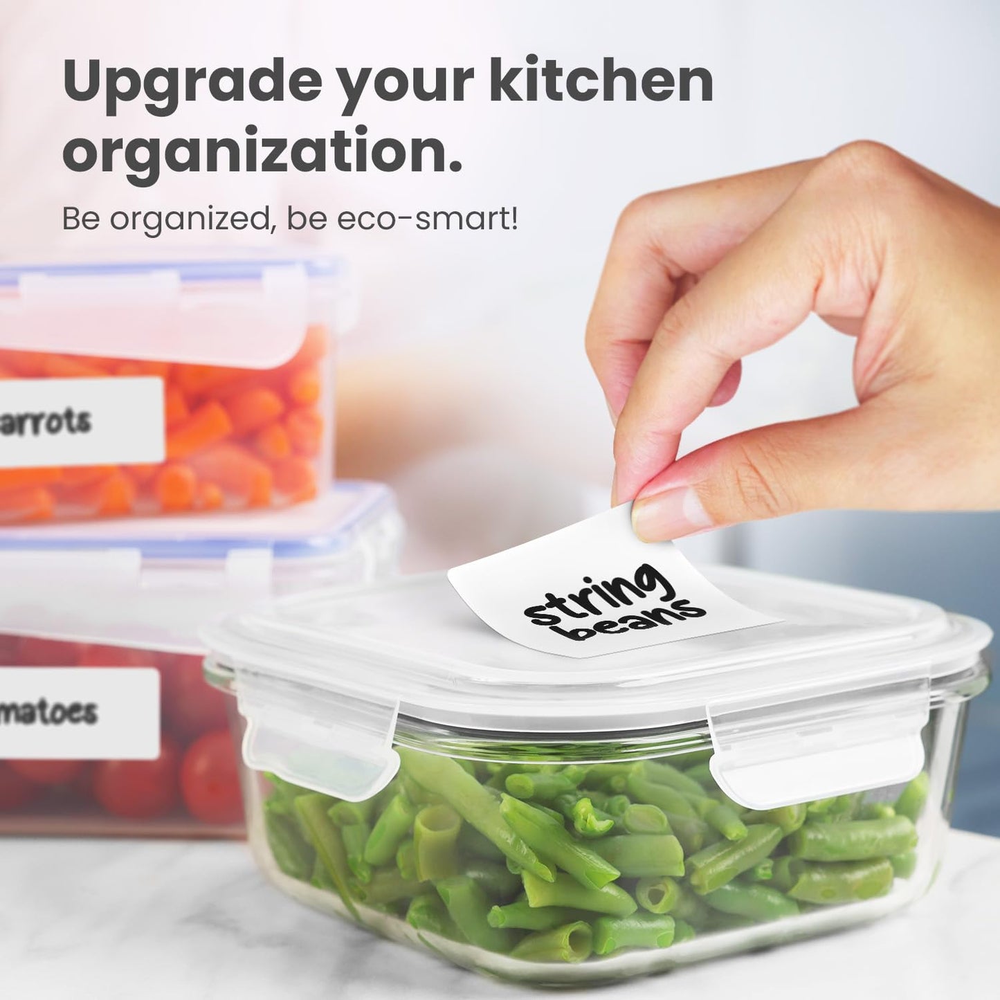MESS Removable Food Labels for Containers (96-Pack) 1x3" & 1.5" Erasable Kitchen Labels for Organizing, Freezer & Fridge, White Dry Erase Labels for Jars 1x3" & 1.5"